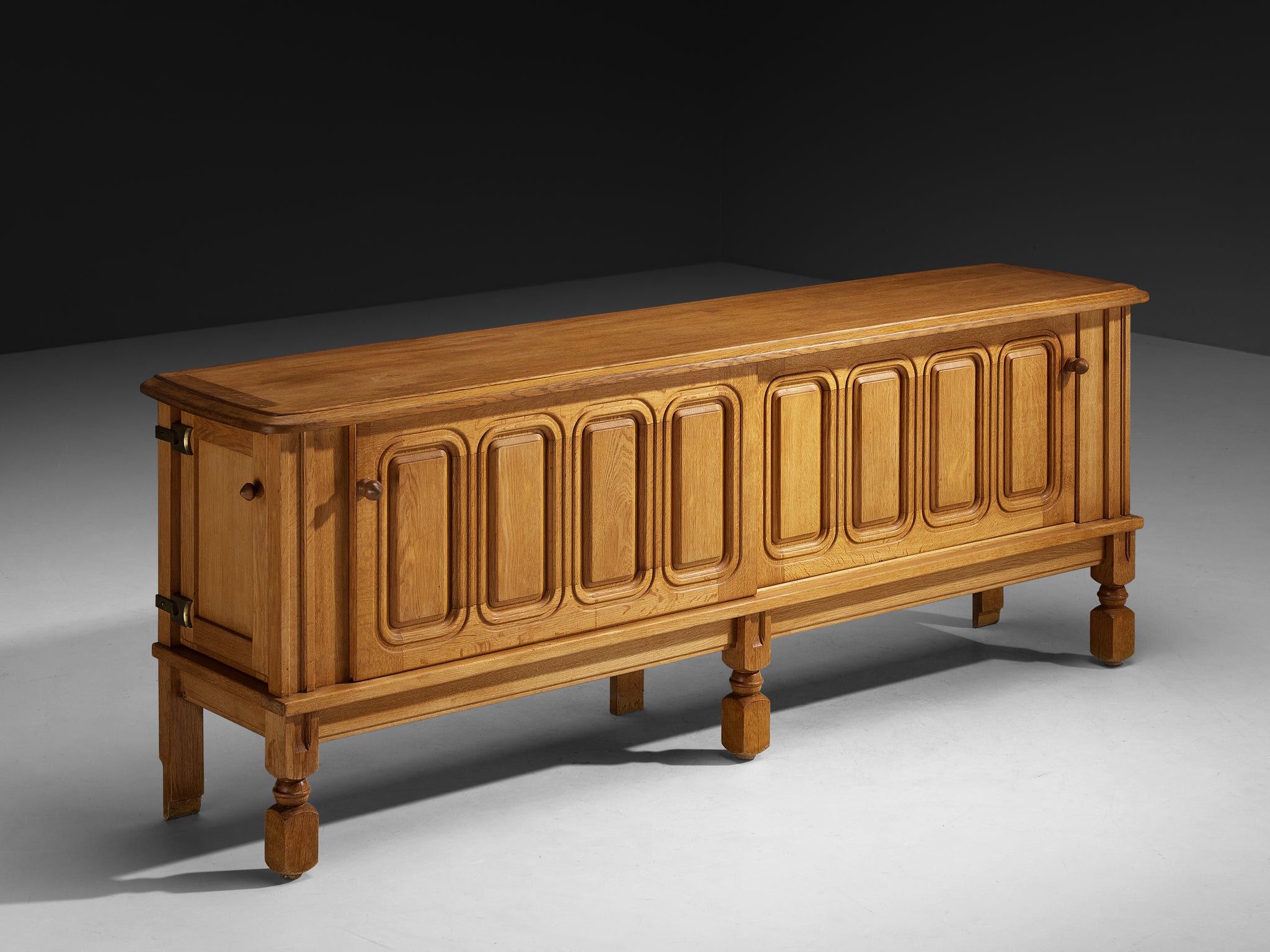 Guillerme & Chambron Sideboard in Oak and Brass Case pieces and storage cabinets Morentz