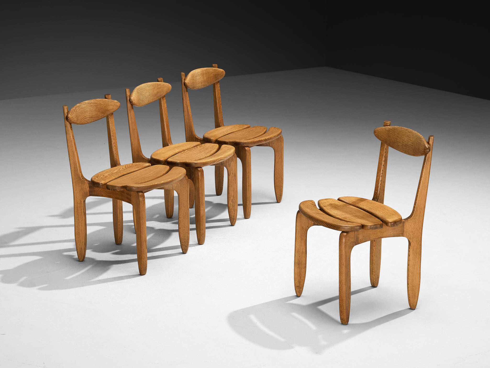 Guillerme & Chambron Set of Four 'Thierry' Dining Chairs in Oak Seating Morentz