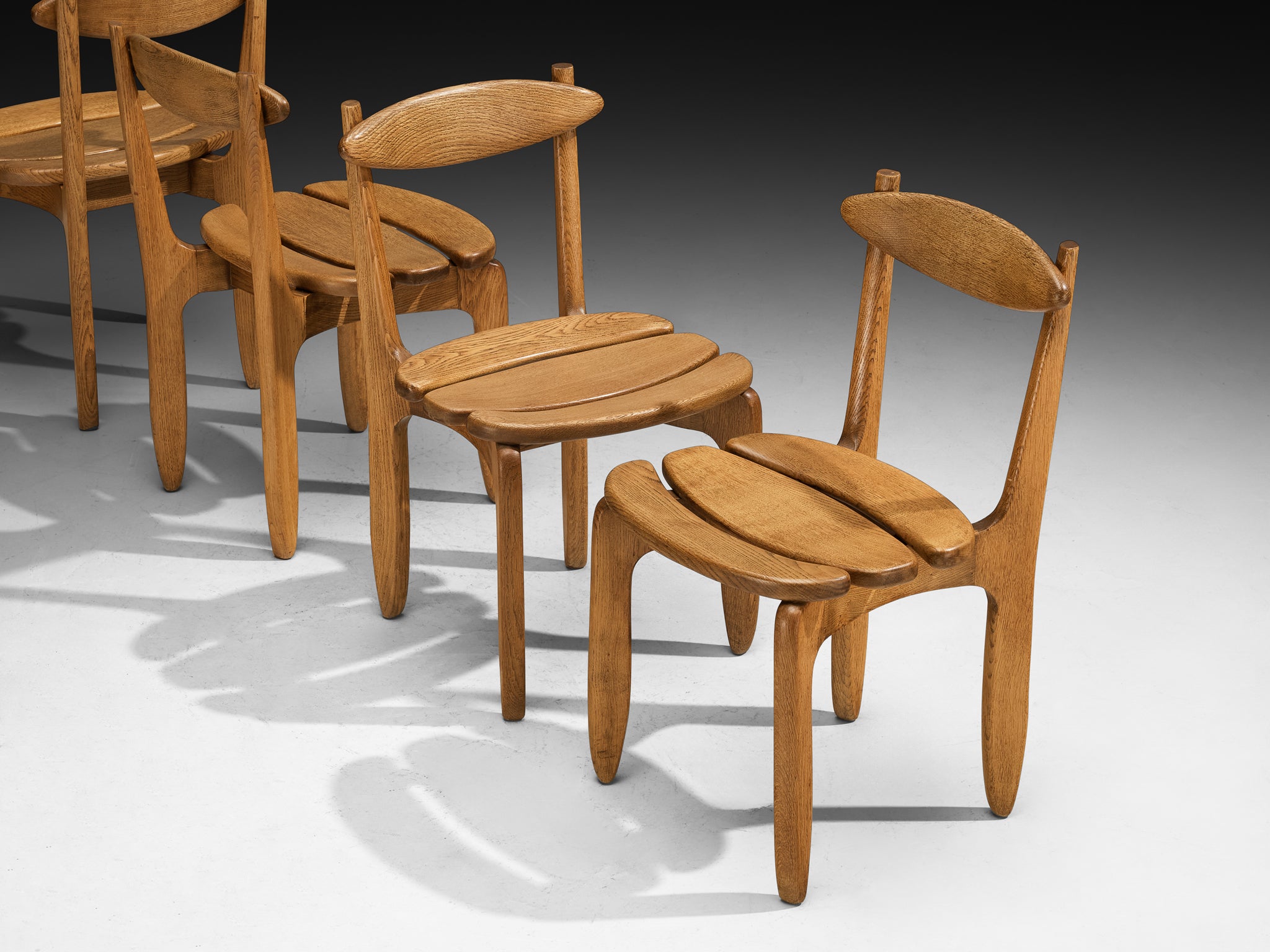 Guillerme & Chambron Set of Four 'Thierry' Dining Chairs in Oak Seating Morentz