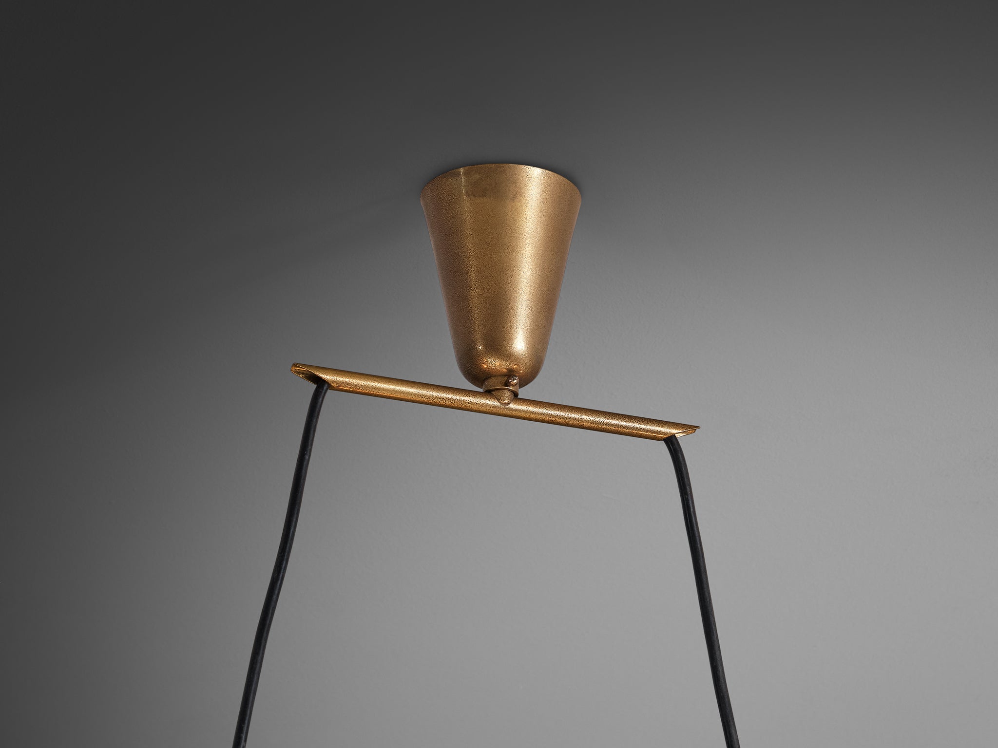 Rare Stilnovo Large Chandelier in Brass with Mint Green and Pastel Yellow Shades Lighting Morentz