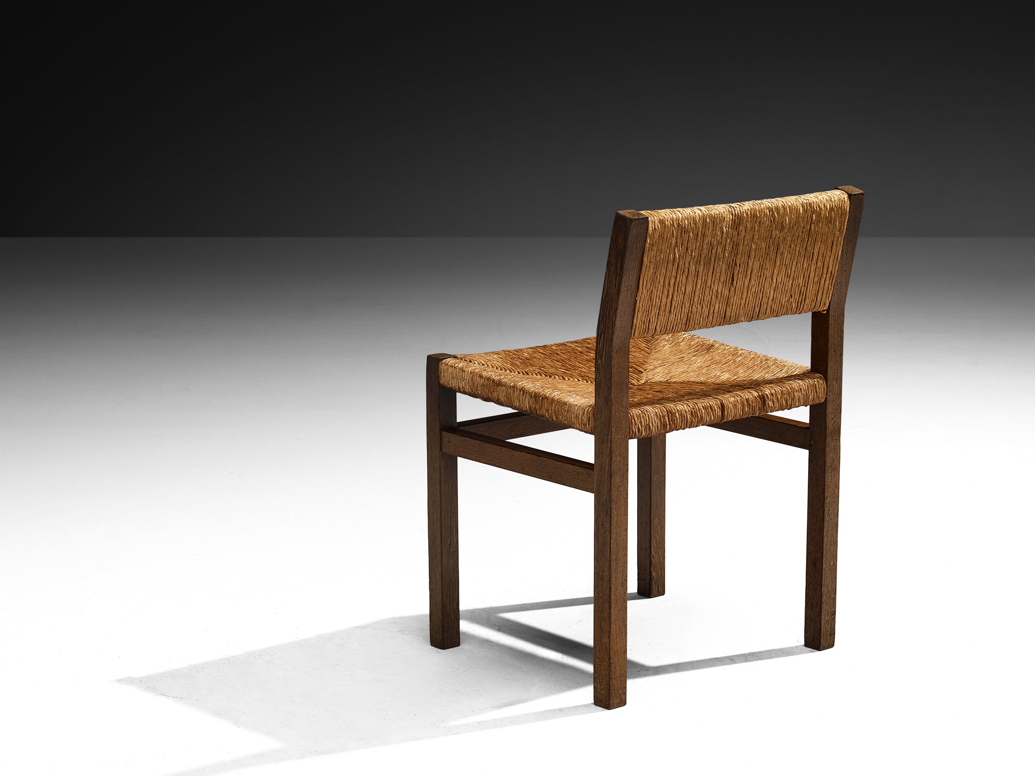 Martin Visser for 't Spectrum Set of Four Dining Chairs in Wenge and Straw Seating Morentz