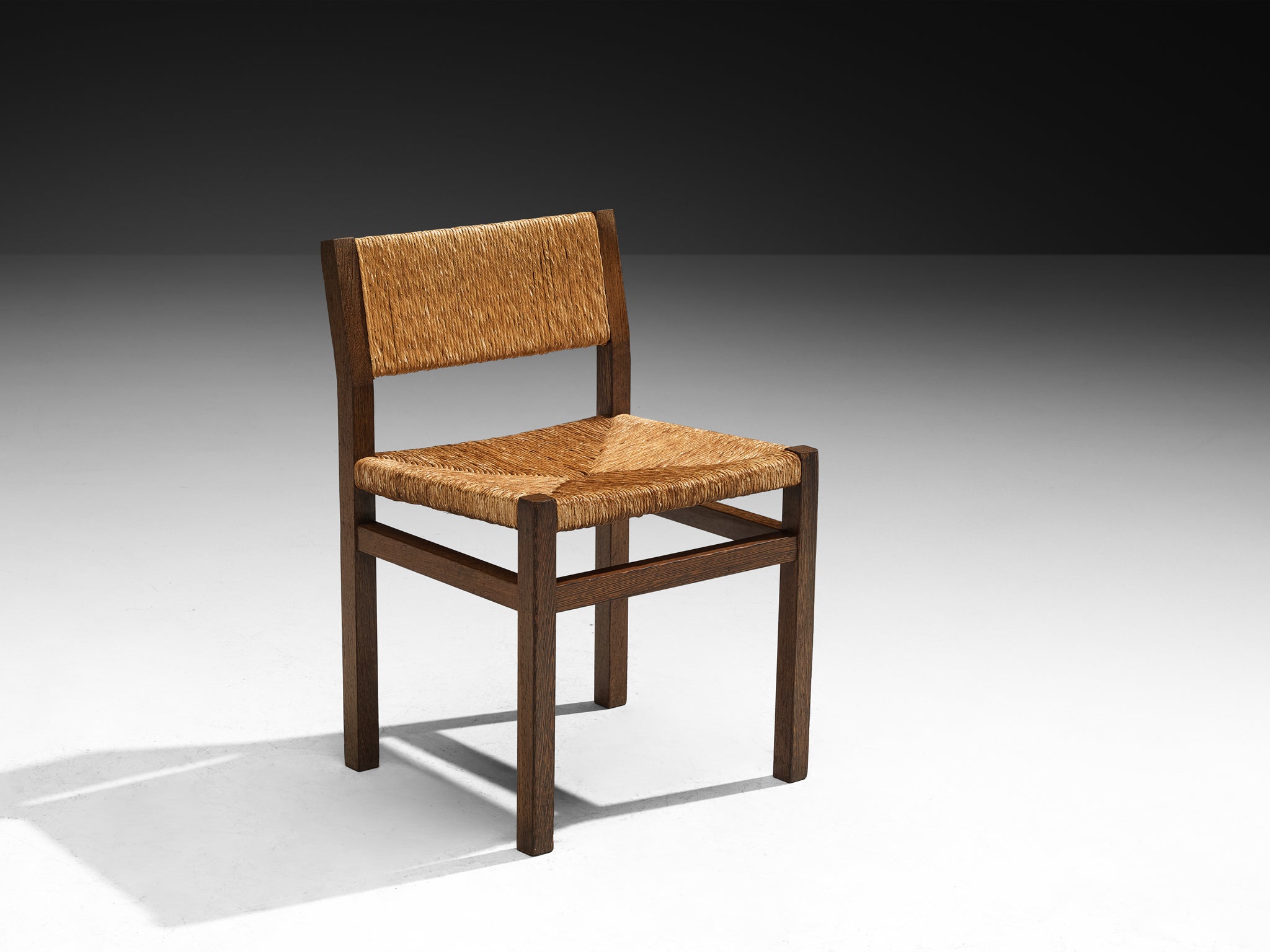 Martin Visser for 't Spectrum Set of Four Dining Chairs in Wenge and Straw Seating Morentz