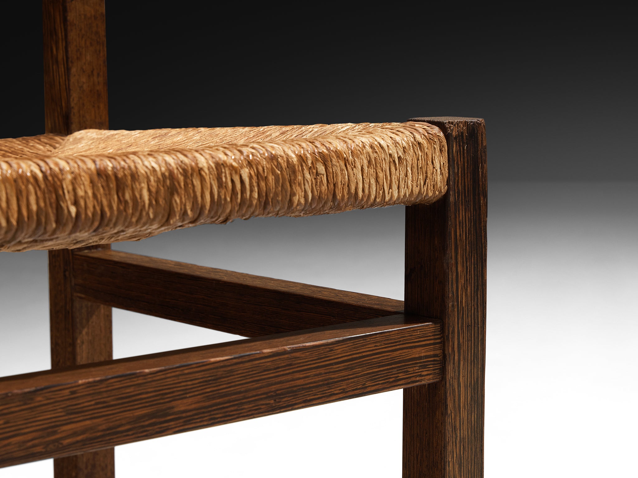 Martin Visser for 't Spectrum Set of Four Dining Chairs in Wenge and Straw Seating Morentz