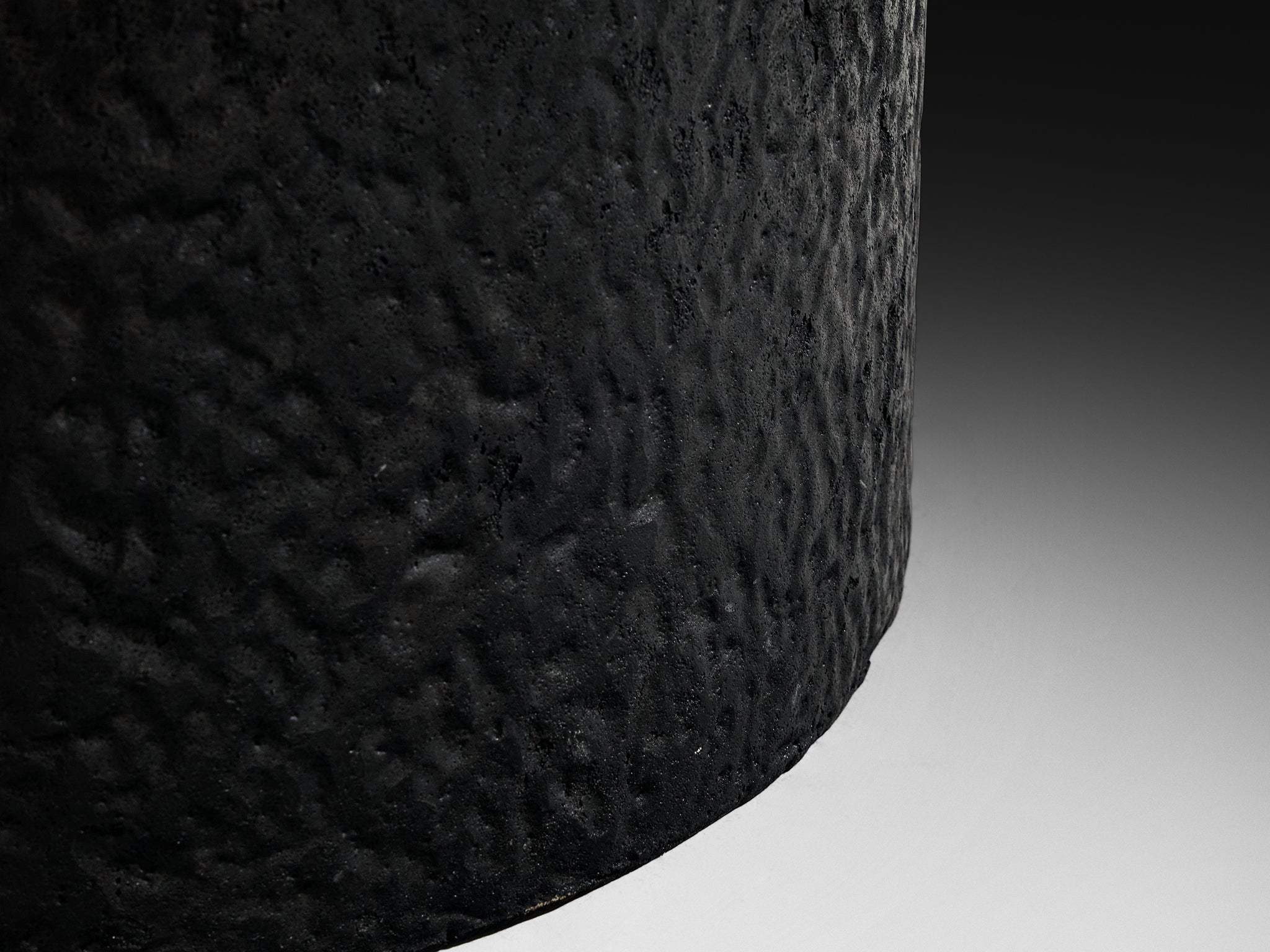 Brutalist Round Dining or Center Table in Black Stone Look Resin Tables Morentz