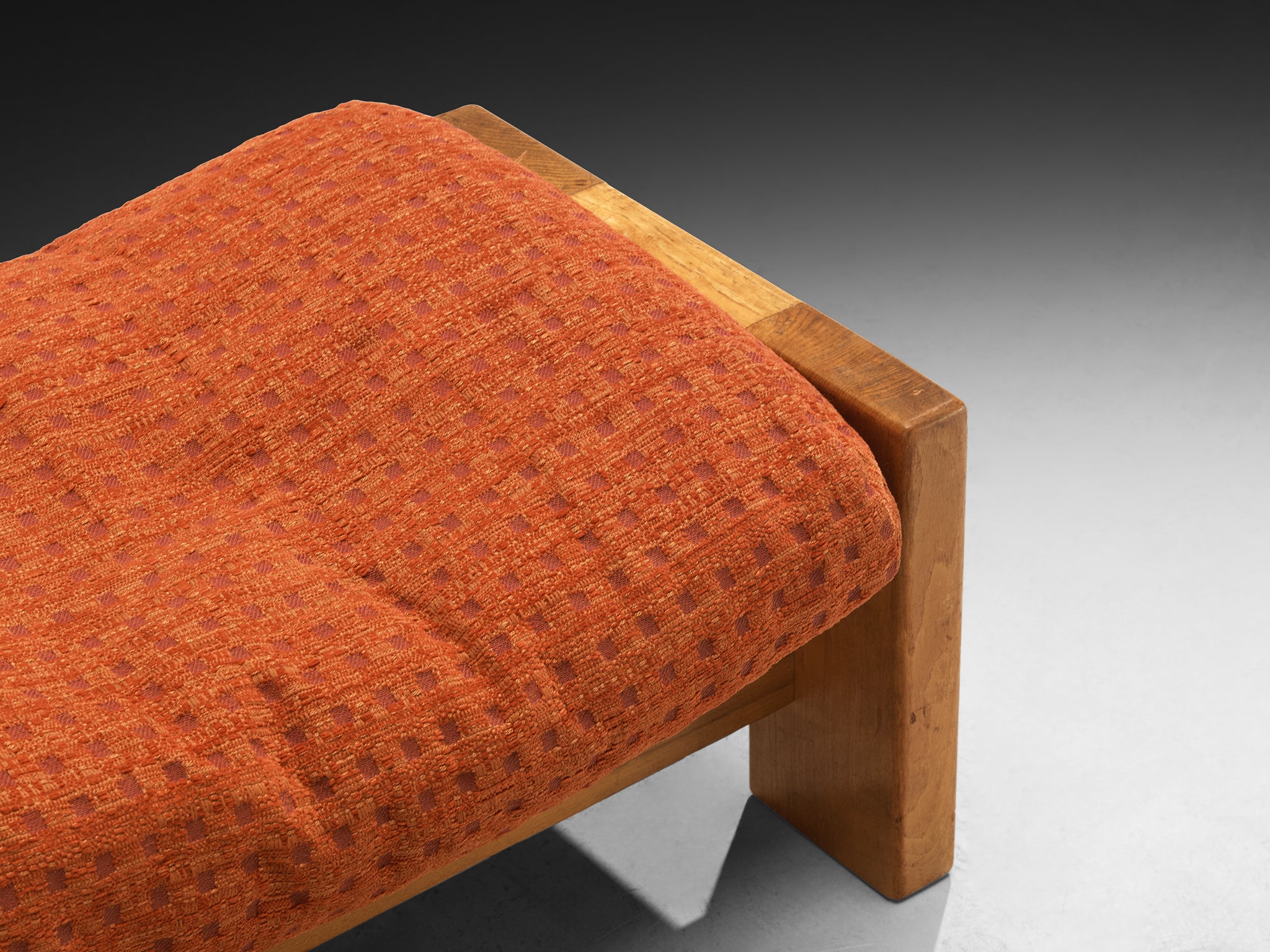 Pair of Mid-Century Modern French Lounge Chairs and Ottoman in Solid Elm Seating Morentz