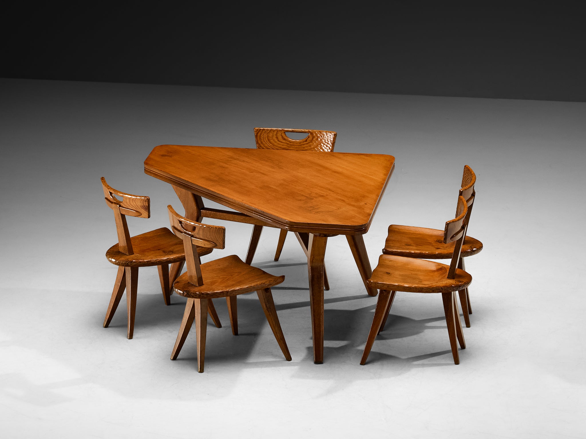 Guglielmo Pecorini Dining Room Set with Chairs and Table in Wood Tables Morentz