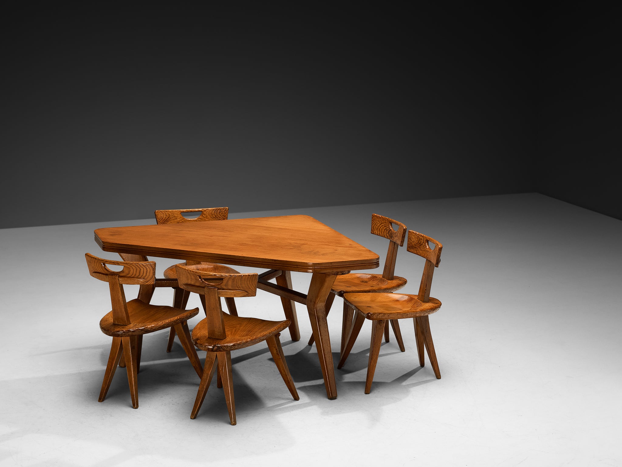 Guglielmo Pecorini Dining Room Set with Chairs and Table in Wood Tables Morentz
