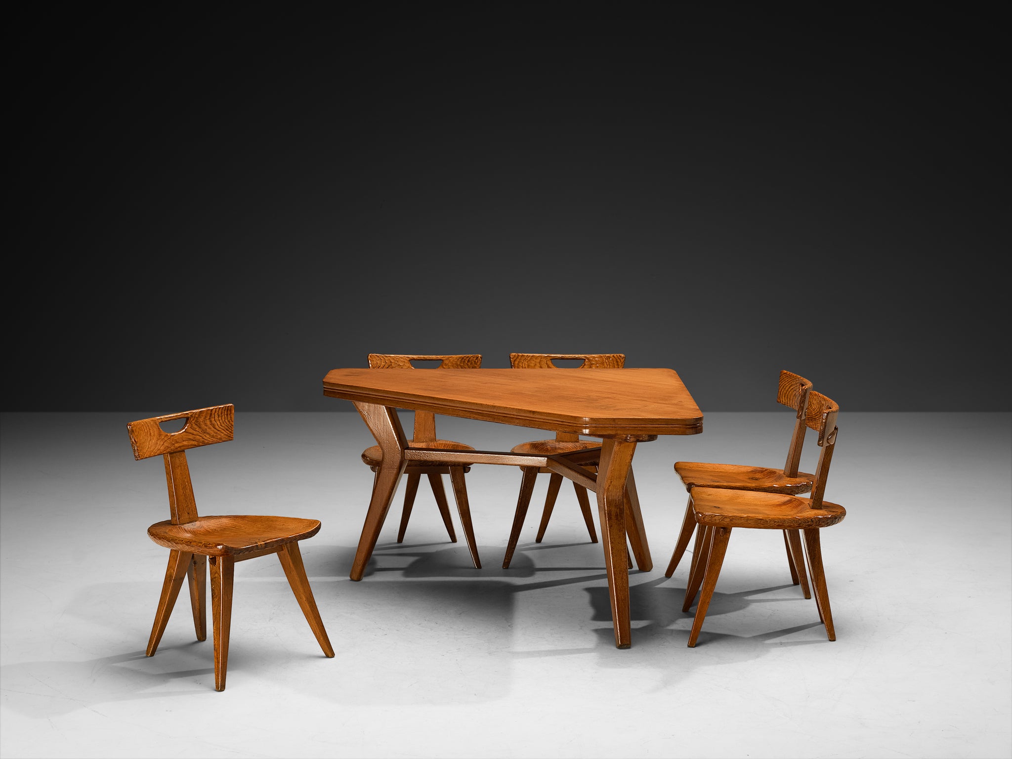Guglielmo Pecorini Dining Room Set with Chairs and Table in Wood Tables Morentz