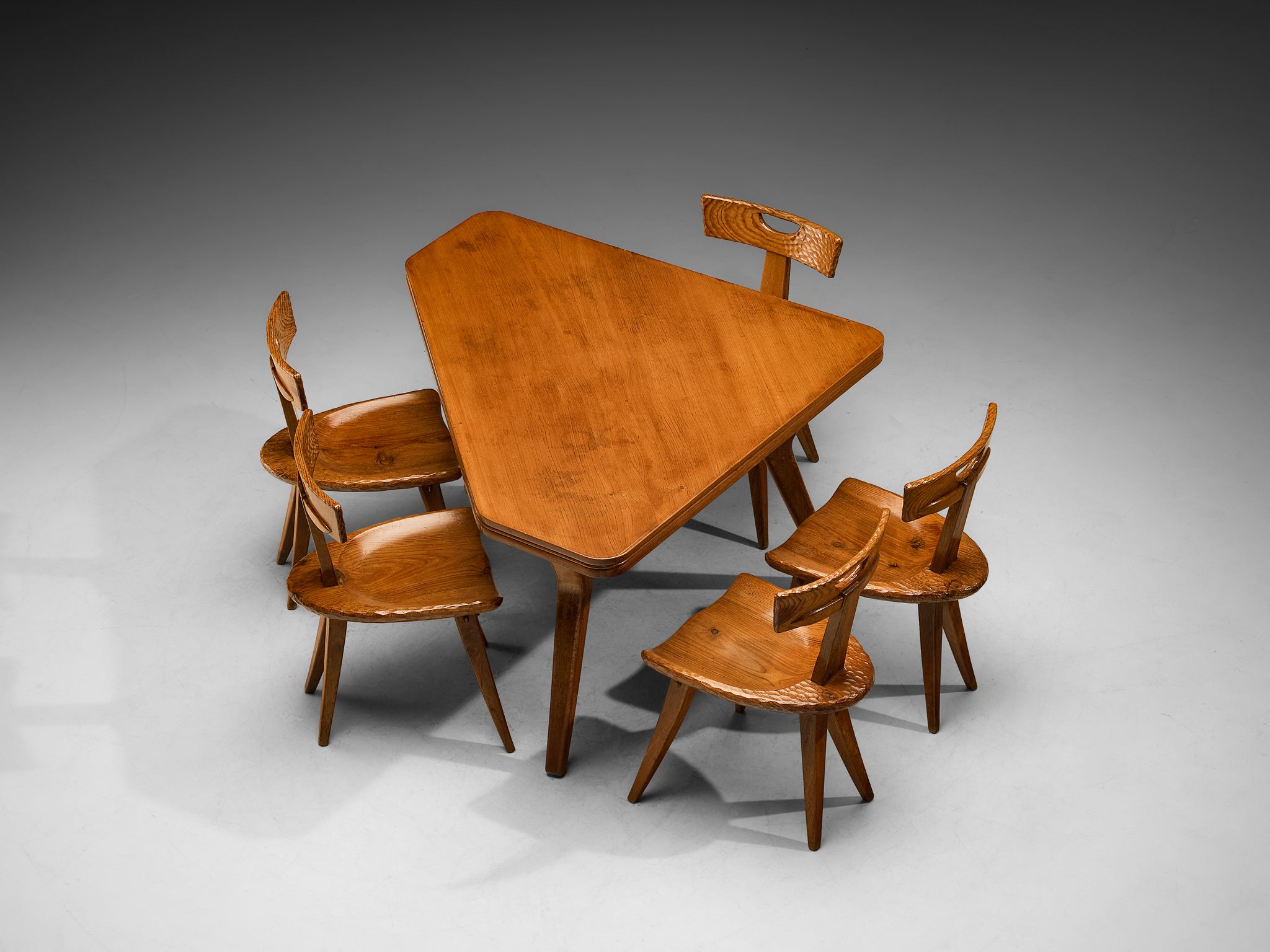 Guglielmo Pecorini Dining Room Set with Chairs and Table in Wood Tables Morentz