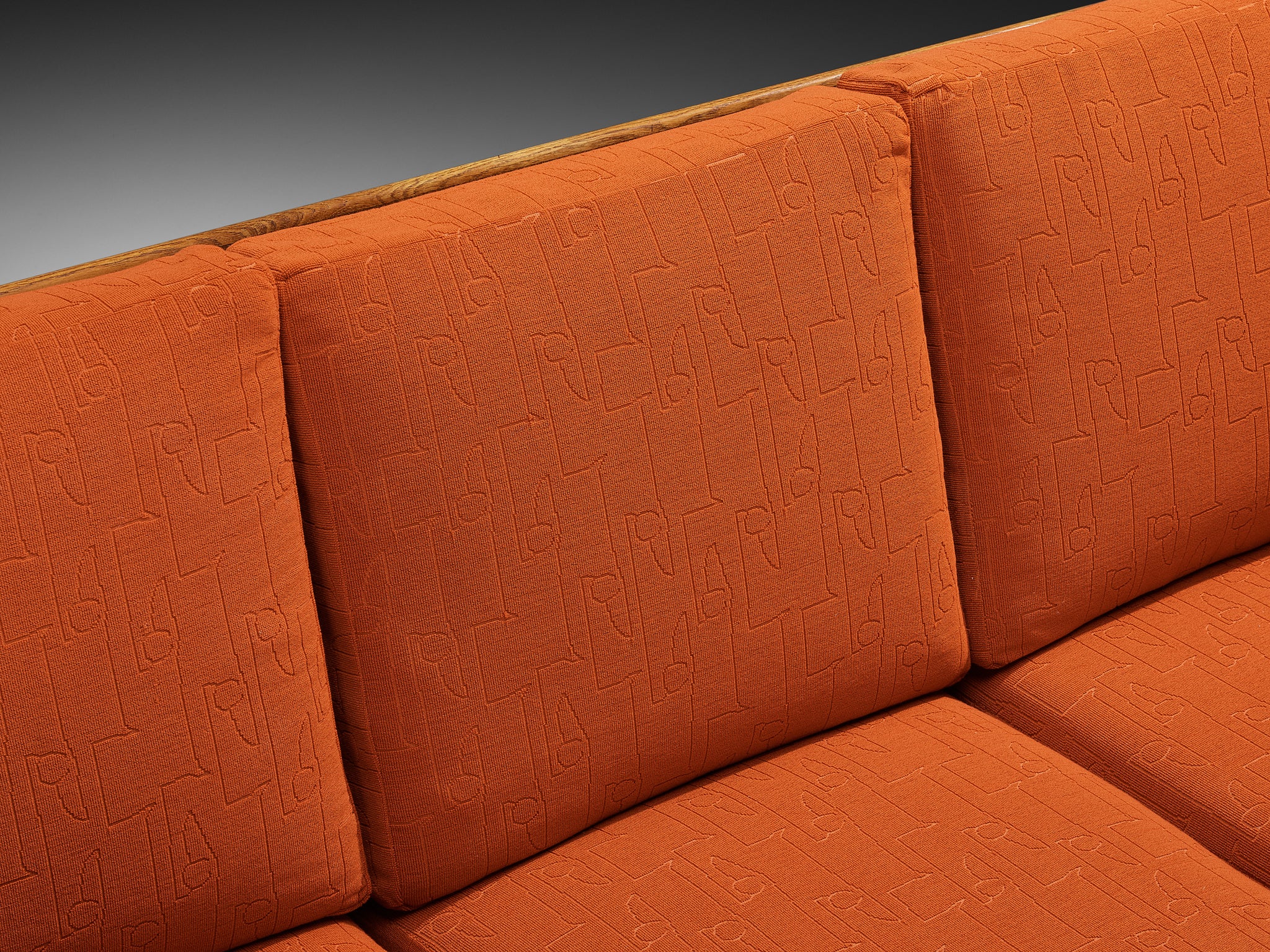 Bas Van Pelt for My Home Reclining Sofa in Oak and Red Upholstery Seating Morentz