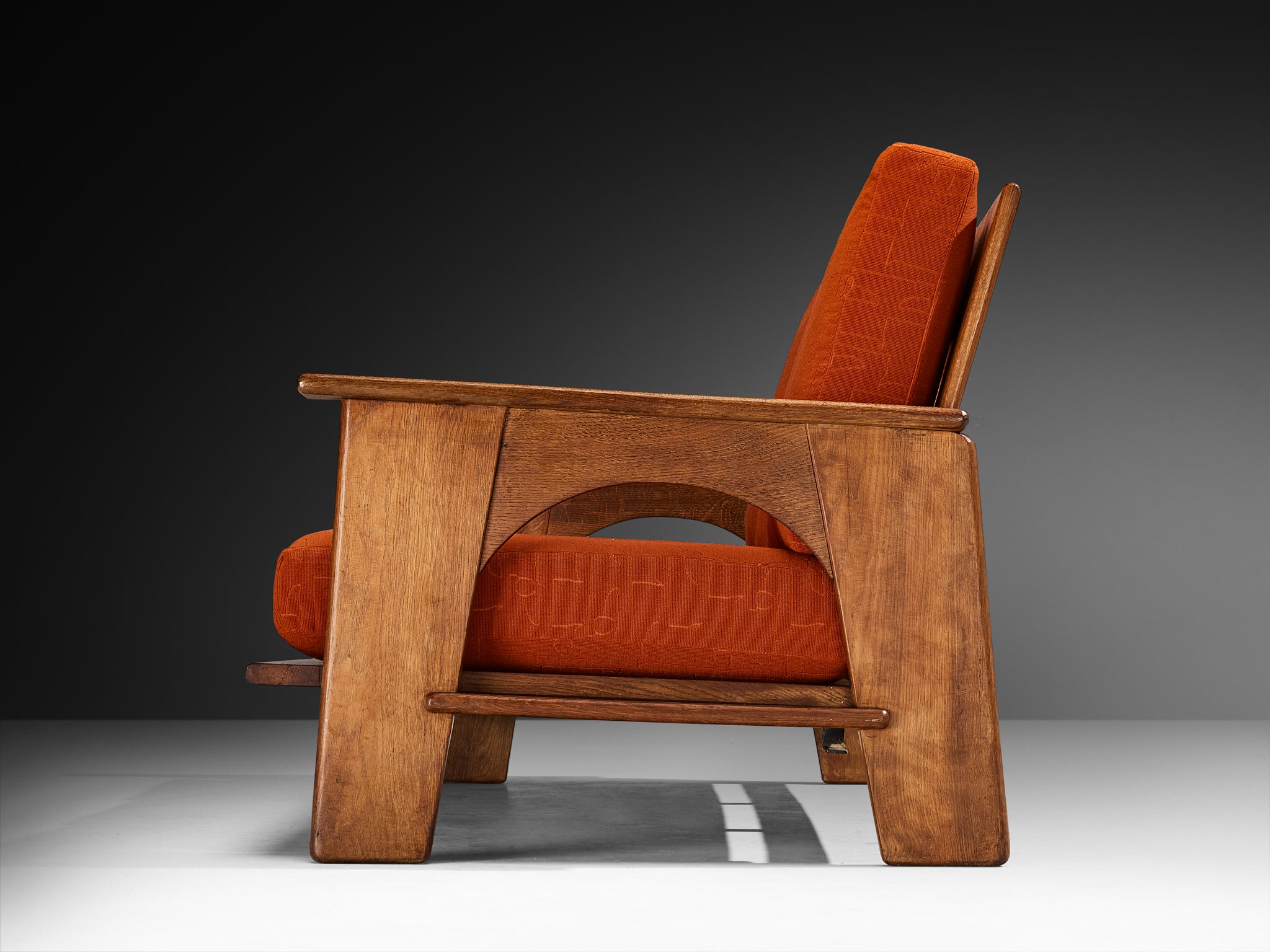 Bas Van Pelt for My Home Reclining Sofa in Oak and Red Upholstery Seating Morentz