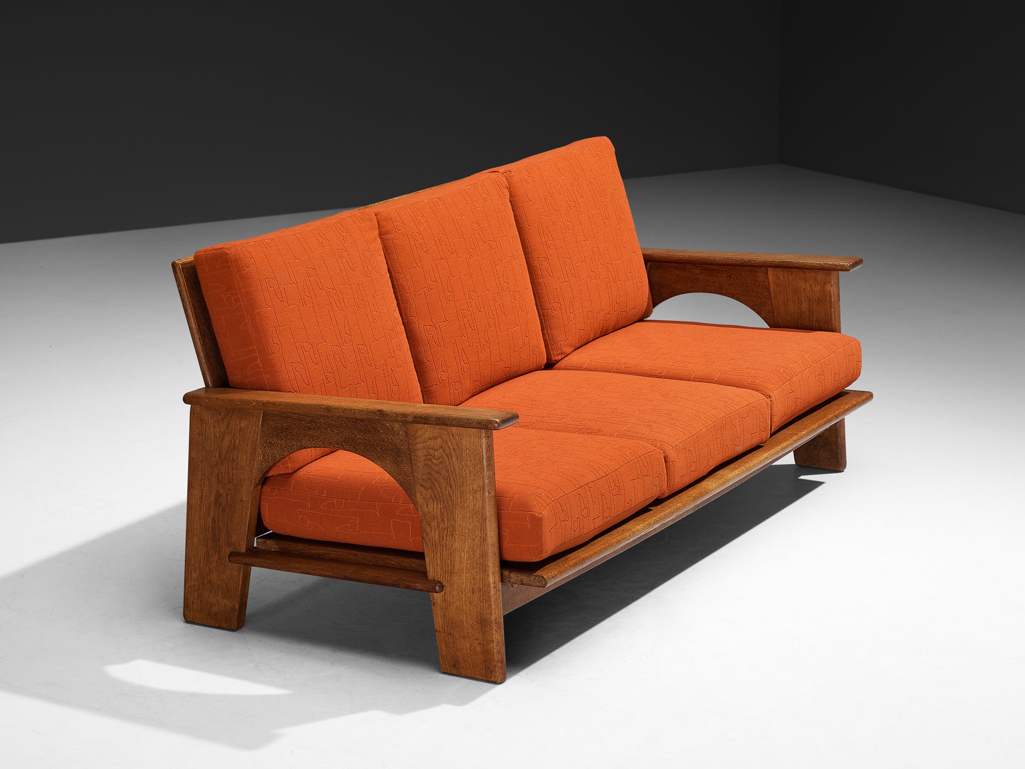 Bas Van Pelt for My Home Reclining Sofa in Oak and Red Upholstery Seating Morentz