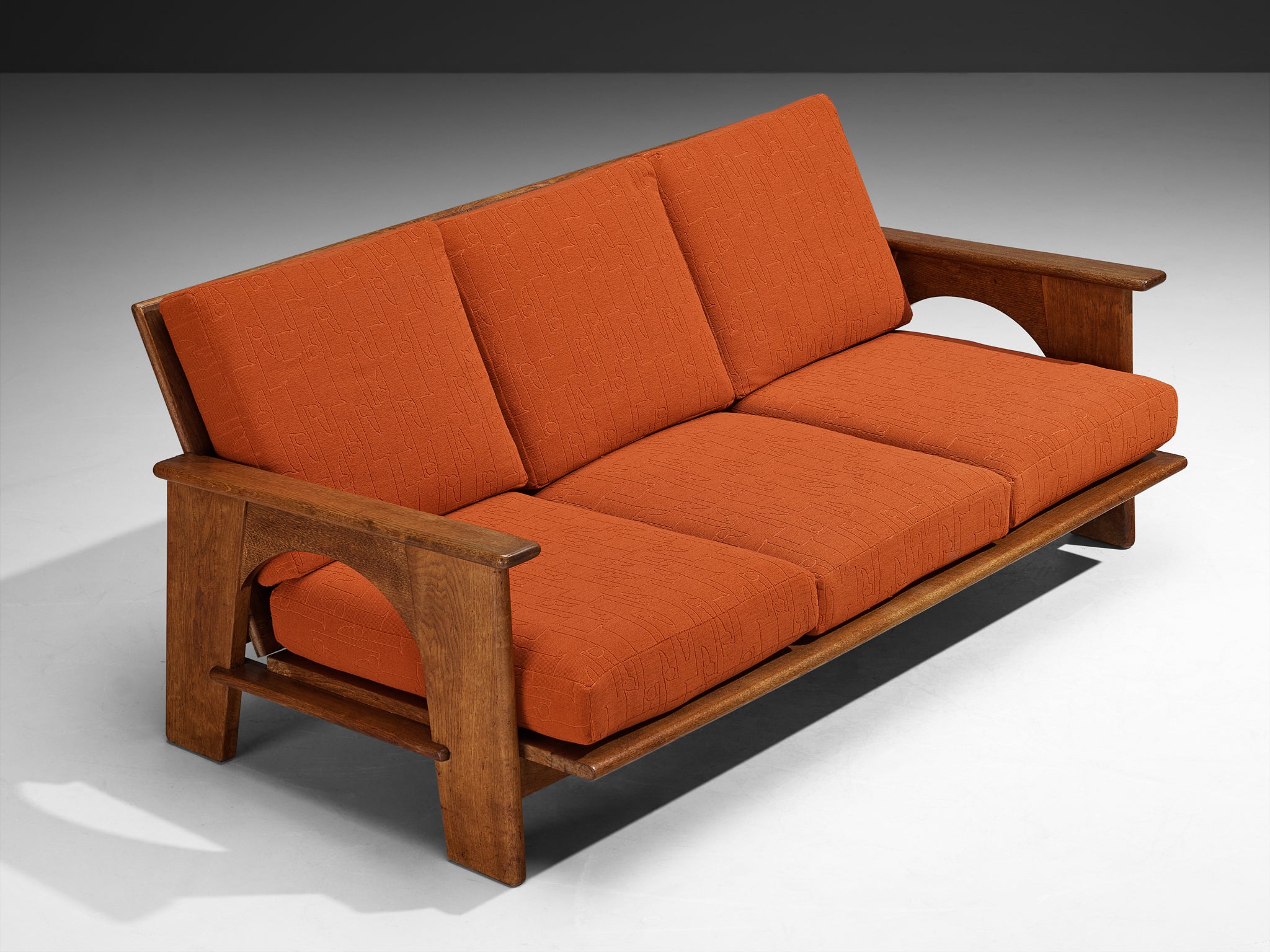 Bas Van Pelt for My Home Reclining Sofa in Oak and Red Upholstery Seating Morentz