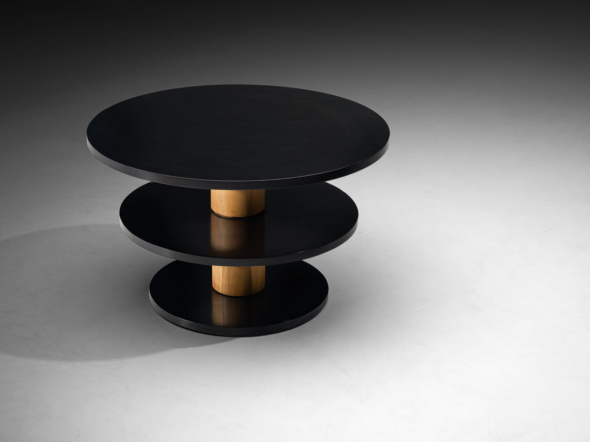 Dutch Art Deco Tiered Coffee Table in Black Lacquered Wood Tables Morentz