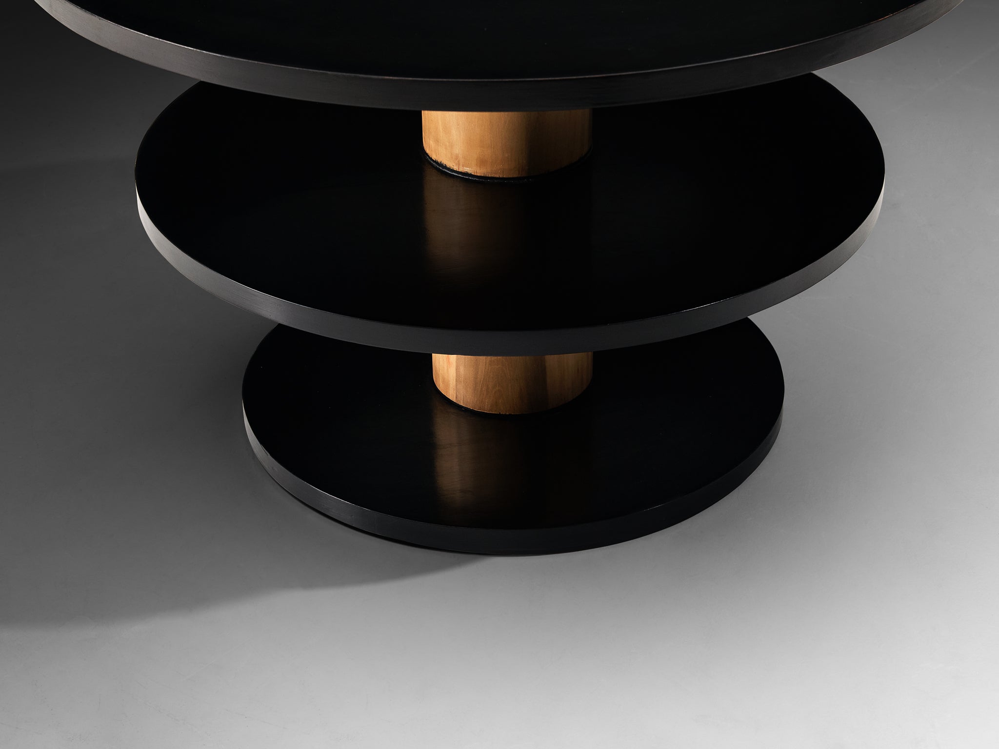Dutch Art Deco Tiered Coffee Table in Black Lacquered Wood Tables Morentz