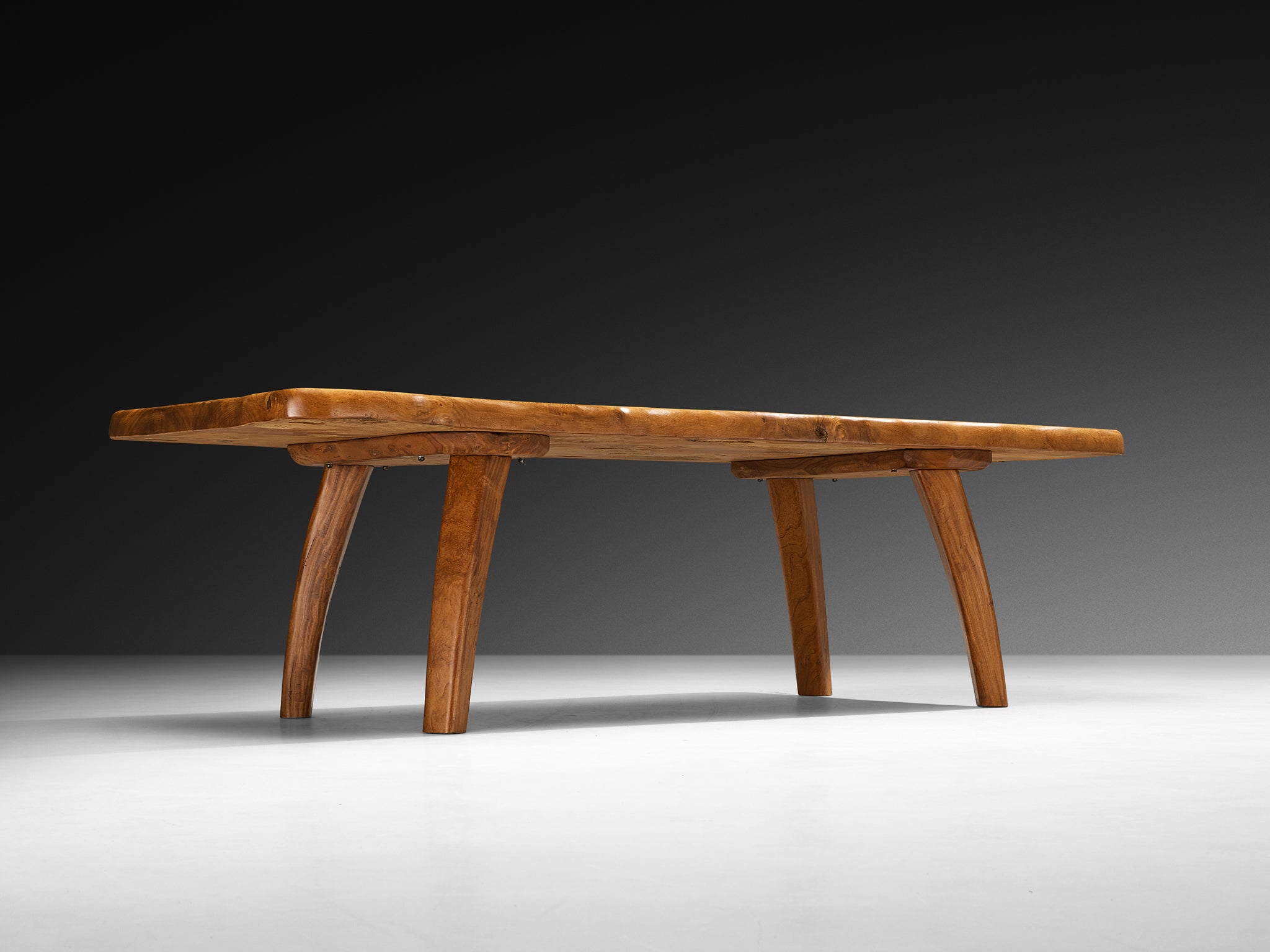 French Naturalistic Free Form Dining Table in Solid Elm Tables Morentz