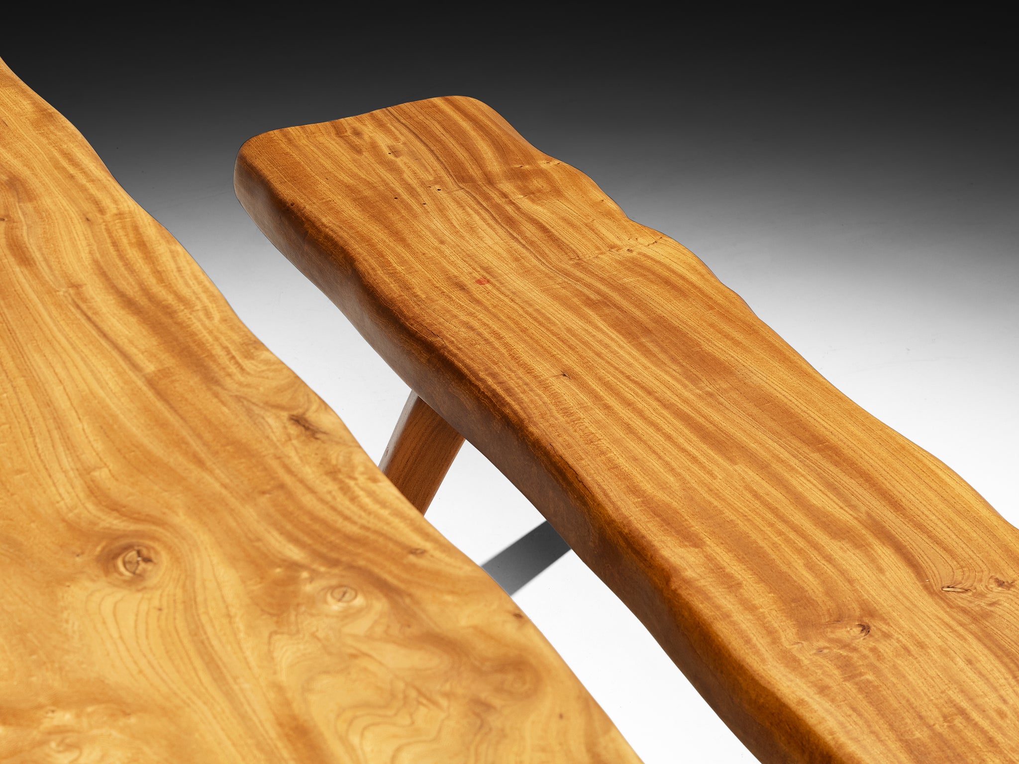 French Naturalistic Free Form Dining Table in Solid Elm