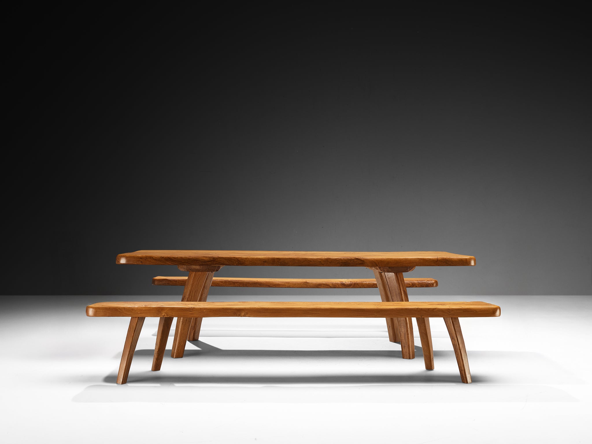 French Naturalistic Free Form Dining Table in Solid Elm