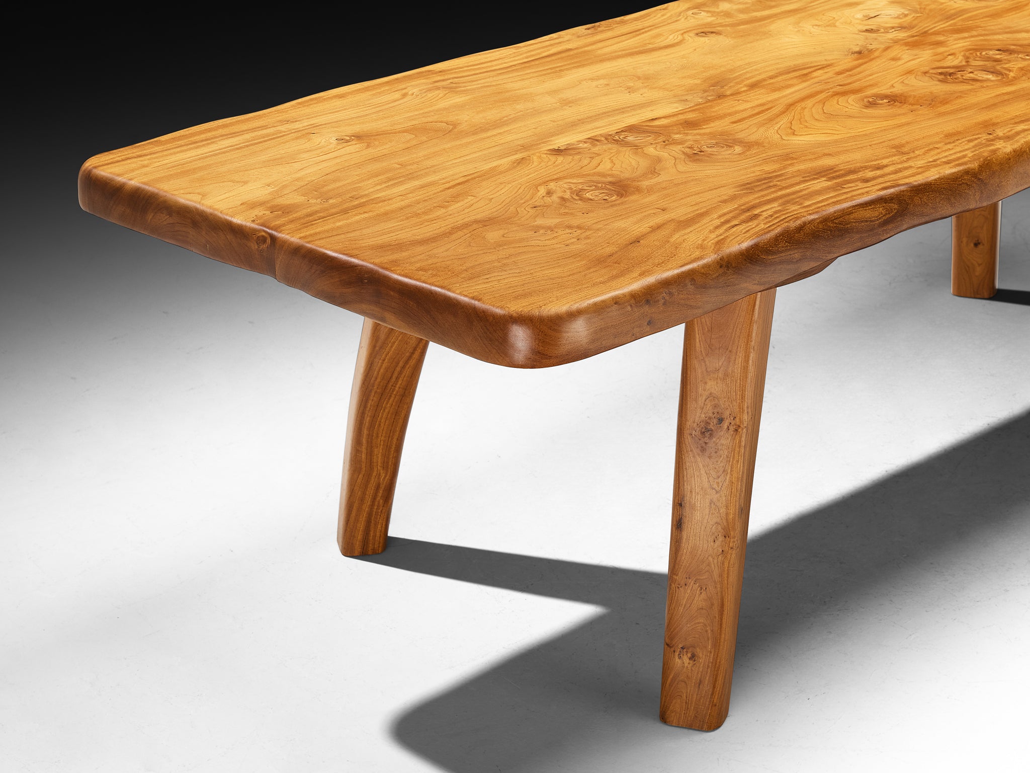 French Naturalistic Free Form Dining Table in Solid Elm