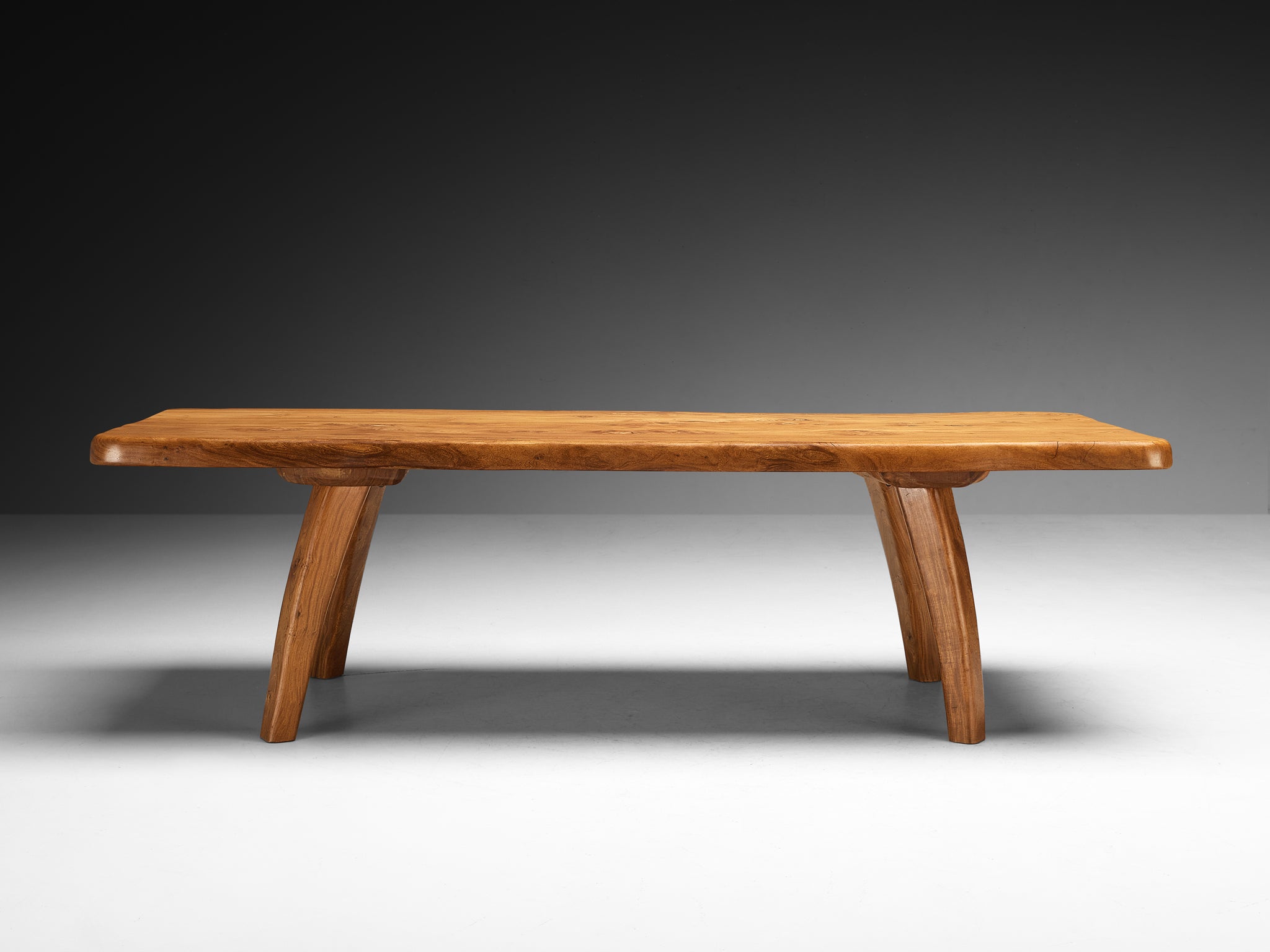 French Naturalistic Free Form Dining Table in Solid Elm Tables Morentz