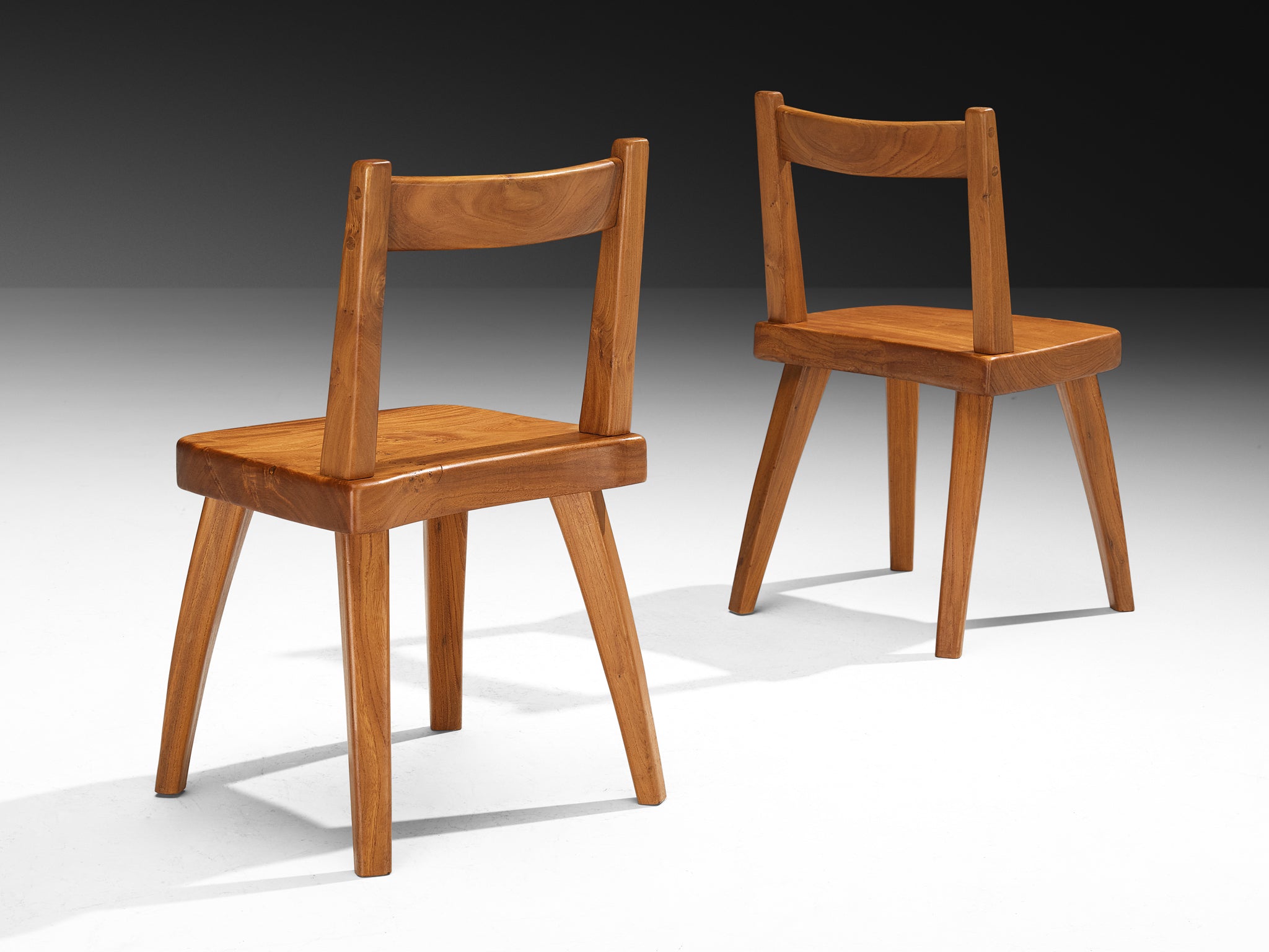 French Naturalistic Dining Chairs in Solid Elm Seating Morentz