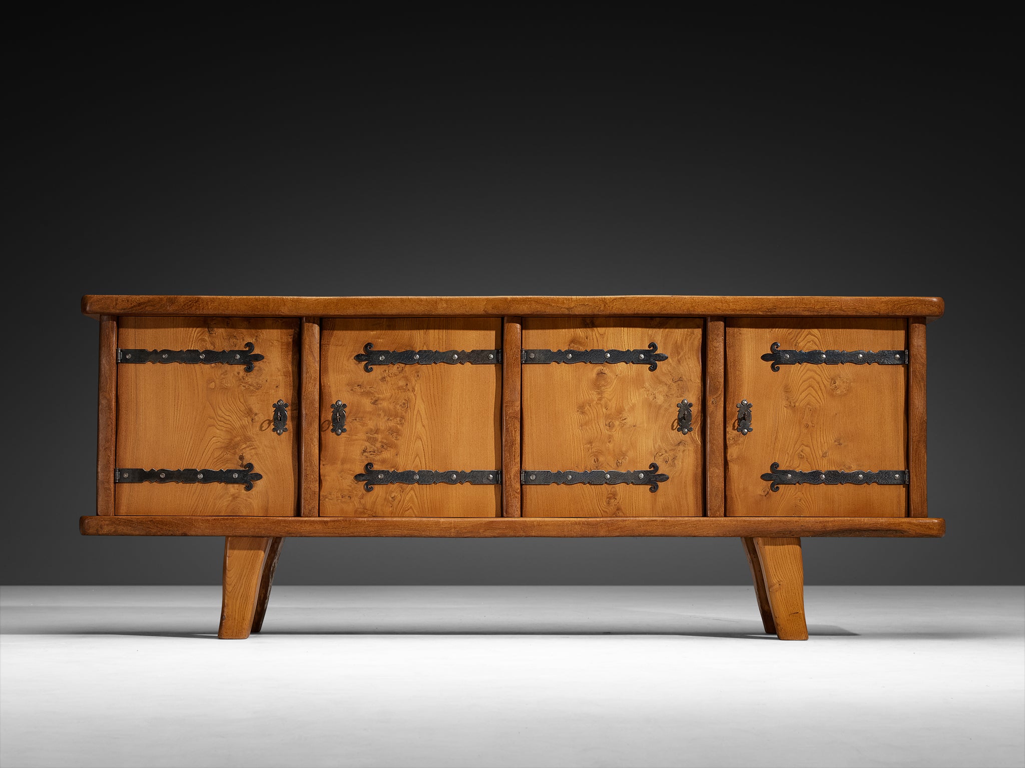 French Naturalistic Sideboard in Solid Elm Case pieces and storage cabinets Morentz