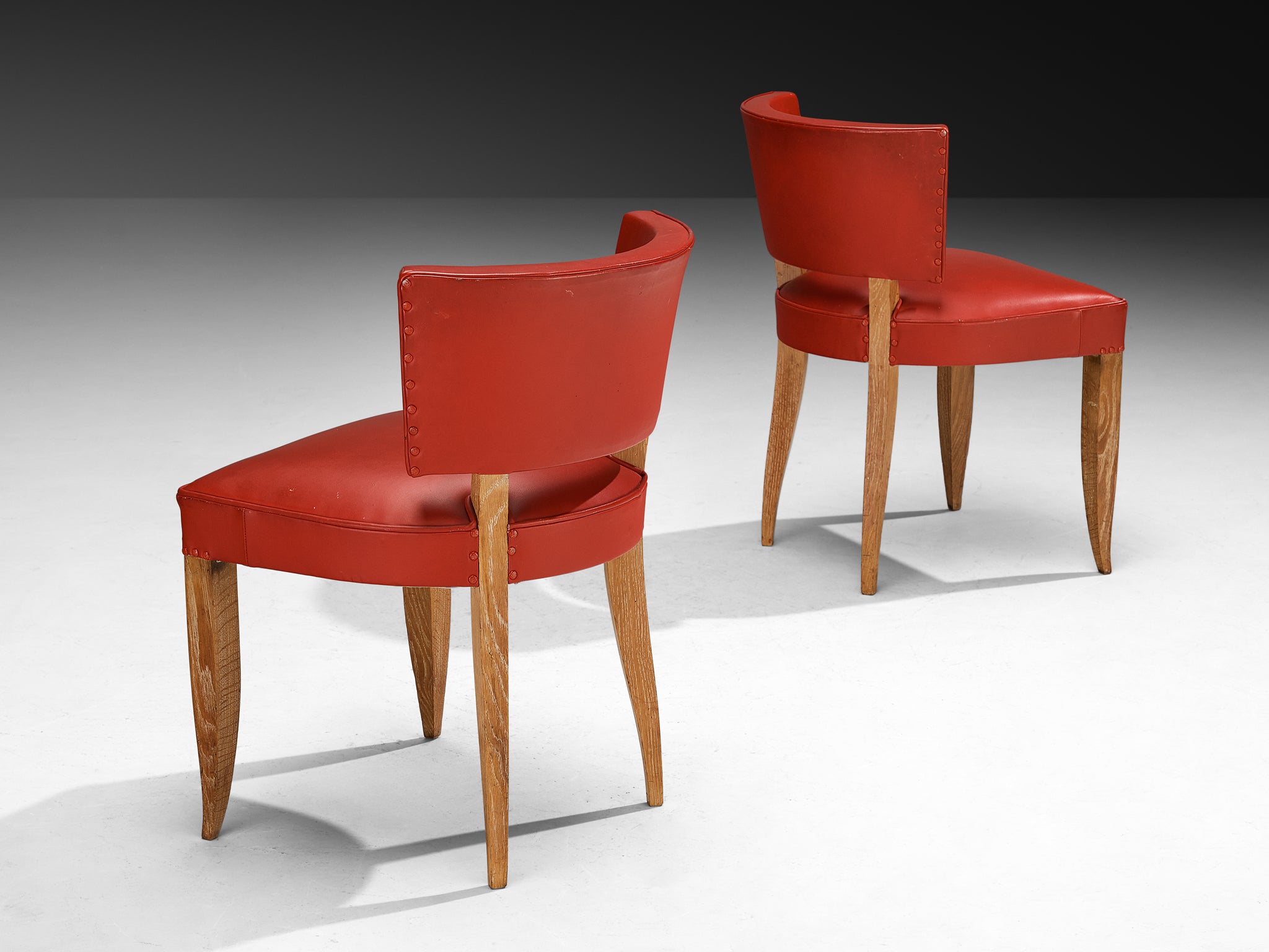 Francisque Chaleyssin French Art Deco Set of Six Dining Chairs in Cerused Oak Seating Morentz