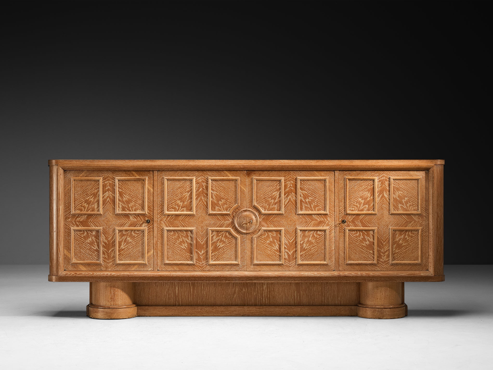 Francisque Chaleyssin French Art Deco Sideboard in Cerused Oak Case pieces and storage cabinets Morentz