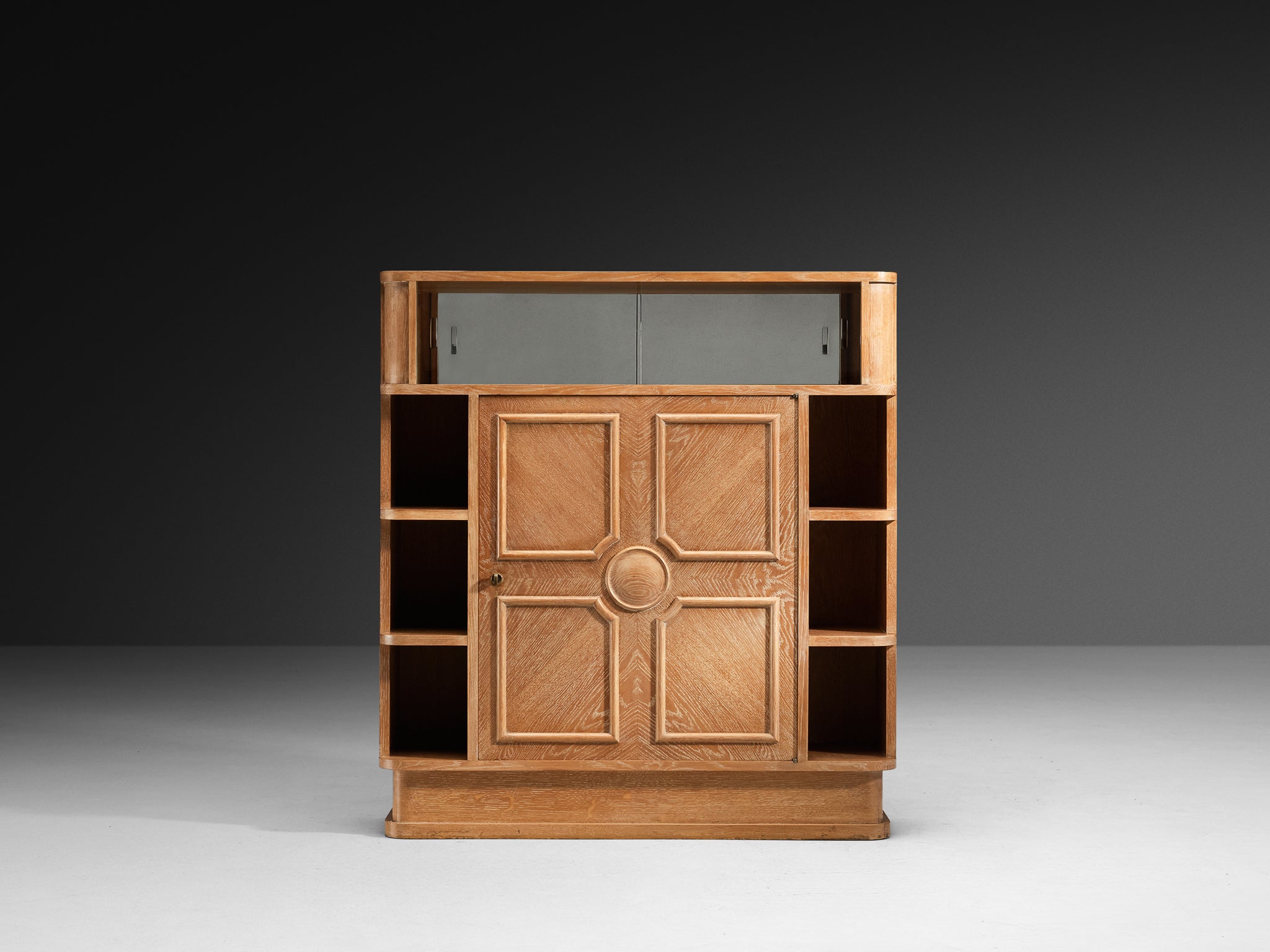 Francisque Chaleyssin French Art Deco Cabinet in Cerused Oak Case pieces and storage cabinets Morentz