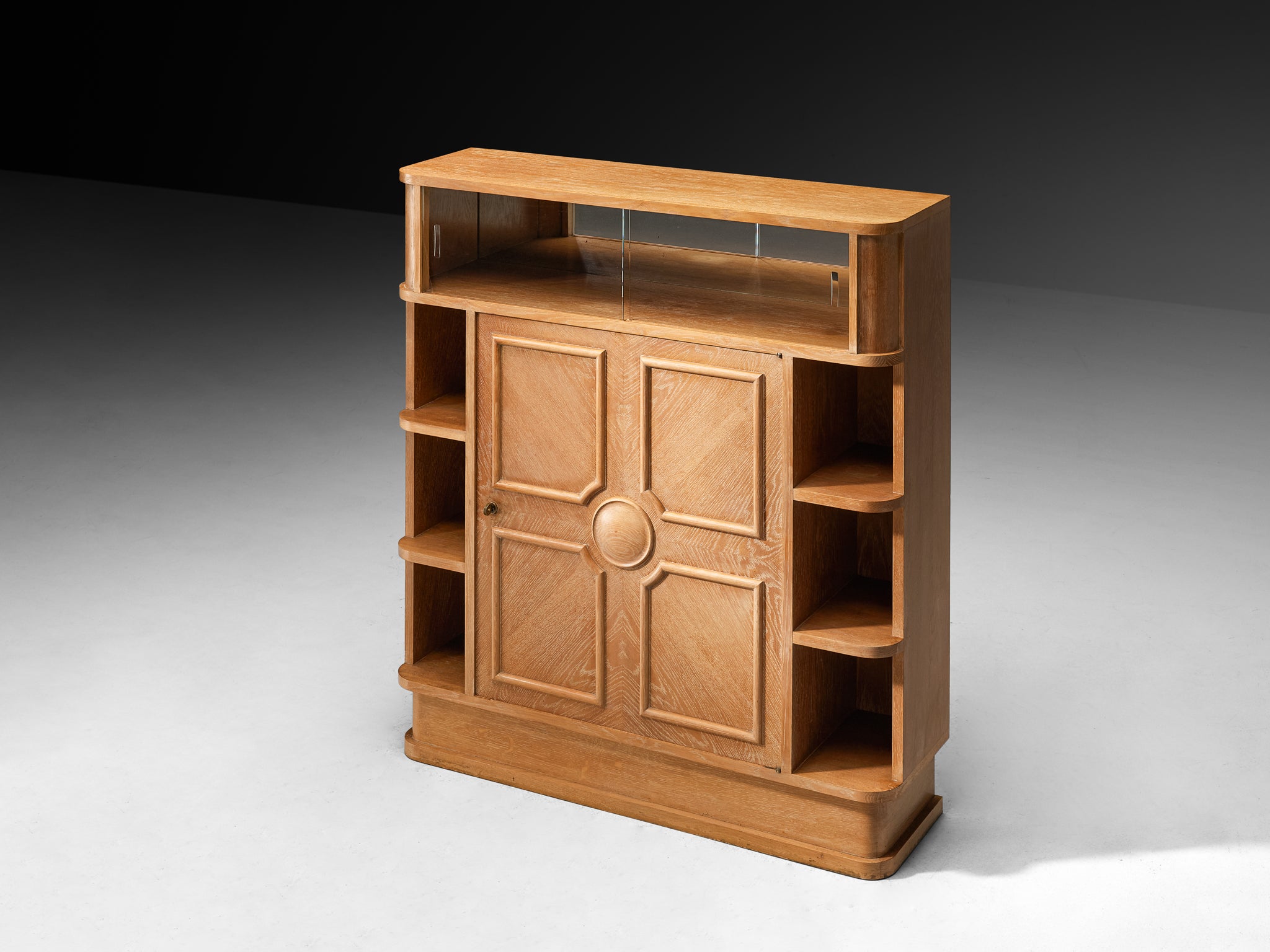 Francisque Chaleyssin French Art Deco Cabinet in Cerused Oak Case pieces and storage cabinets Morentz