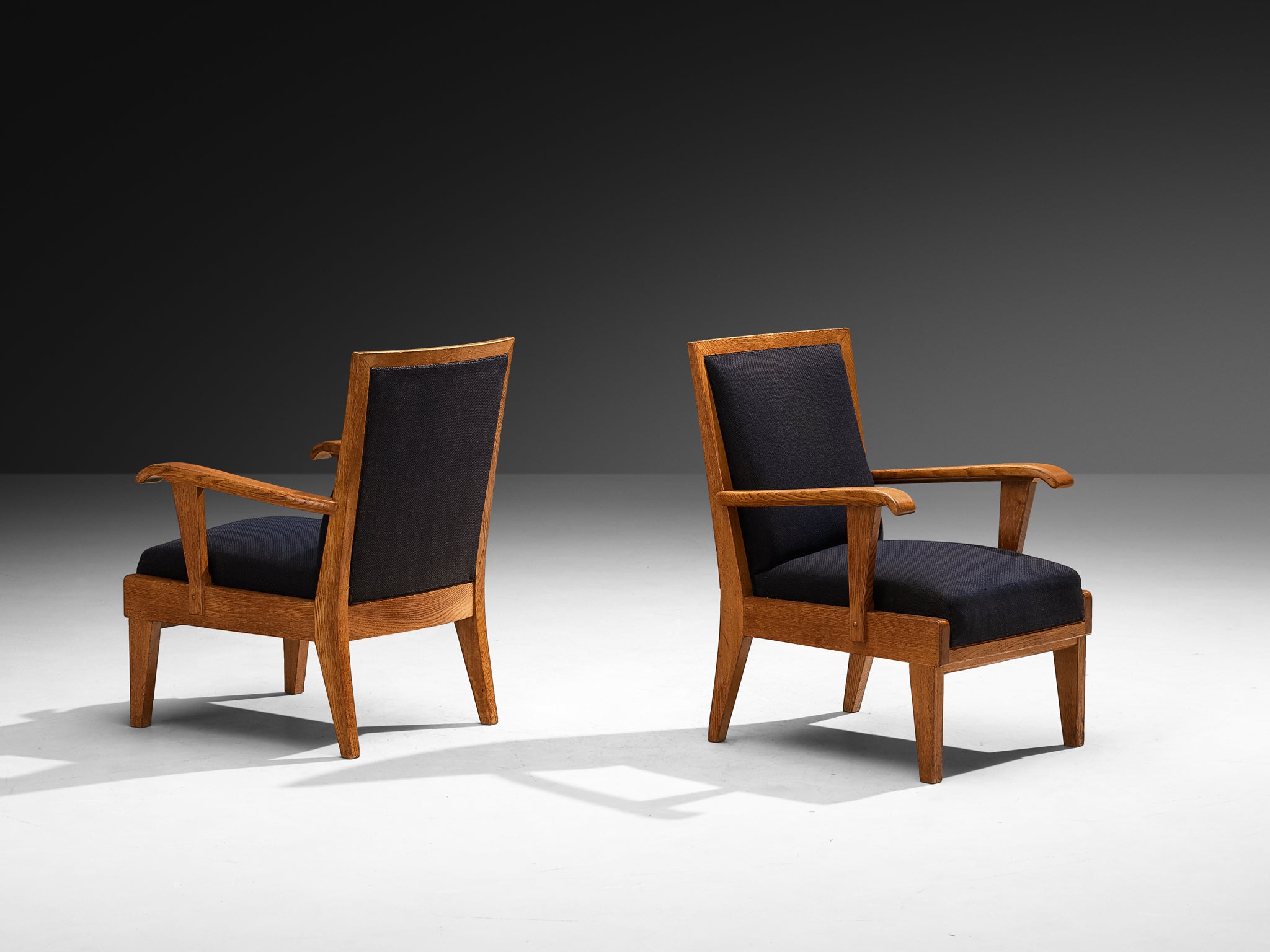 Pair of Hague School H. Pander & Zonen Lounge Chairs in Solid Oak Seating Morentz