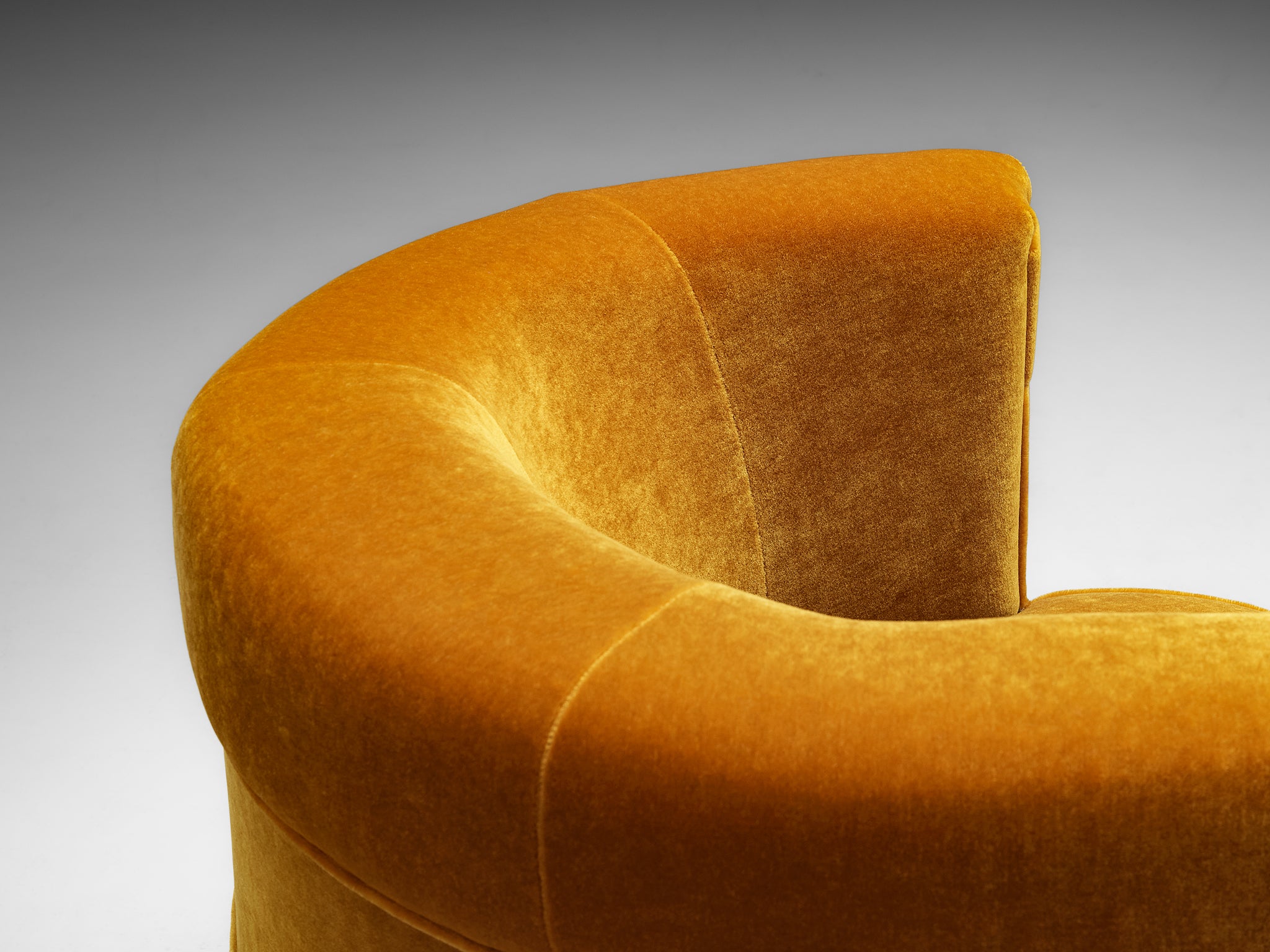 Rare Otto Schulz for Boet Pair of Curved Lounge Chairs in Caramel Mohair Seating Morentz