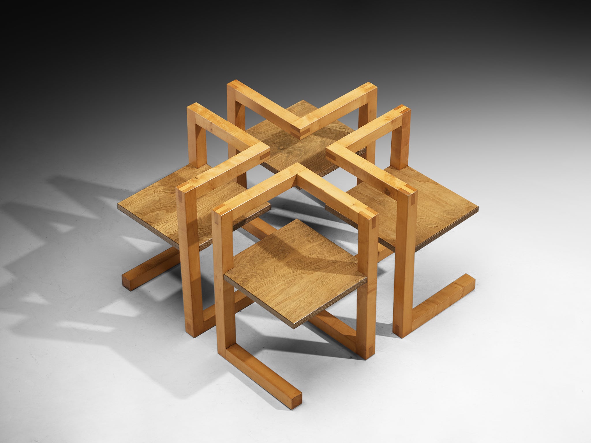 Post-Modern Willem Noyons Dining Room Set with Table and Chairs in Wood Tables Morentz