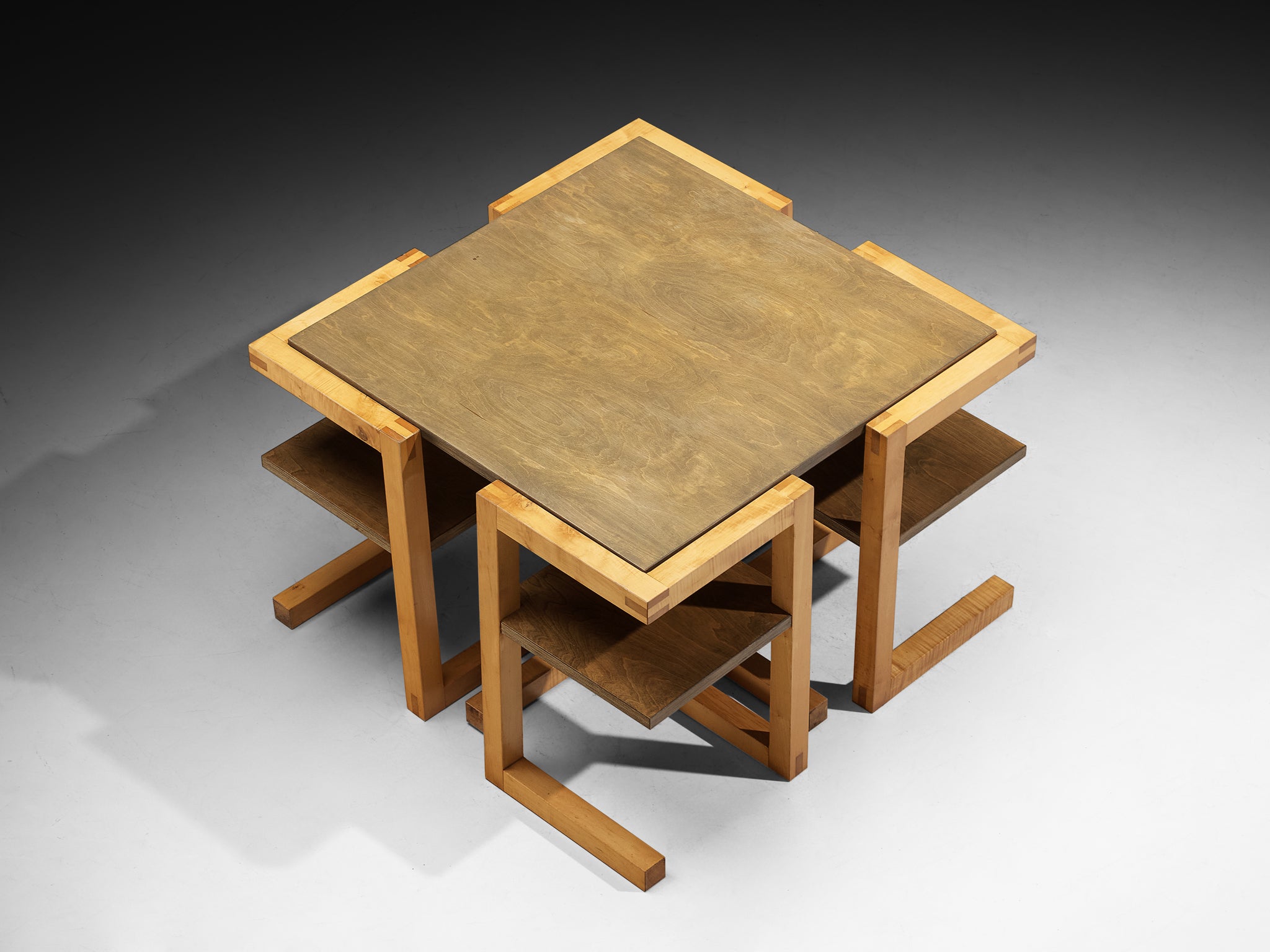 Post-Modern Willem Noyons Dining Room Set with Table and Chairs in Wood Tables Morentz