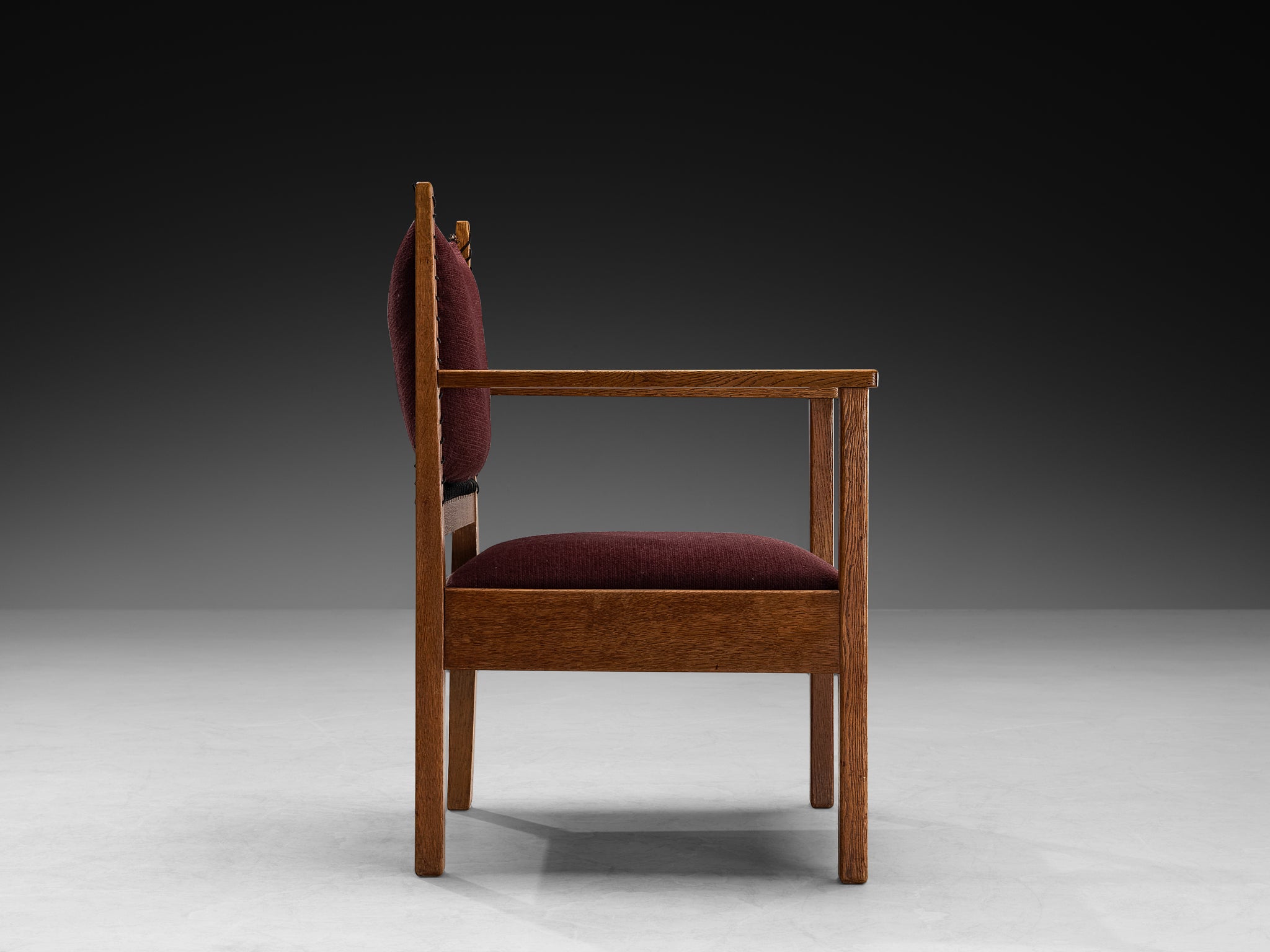 L.O.V. Oosterbeek Dutch Art Deco Armchair in Solid Oak Seating Morentz
