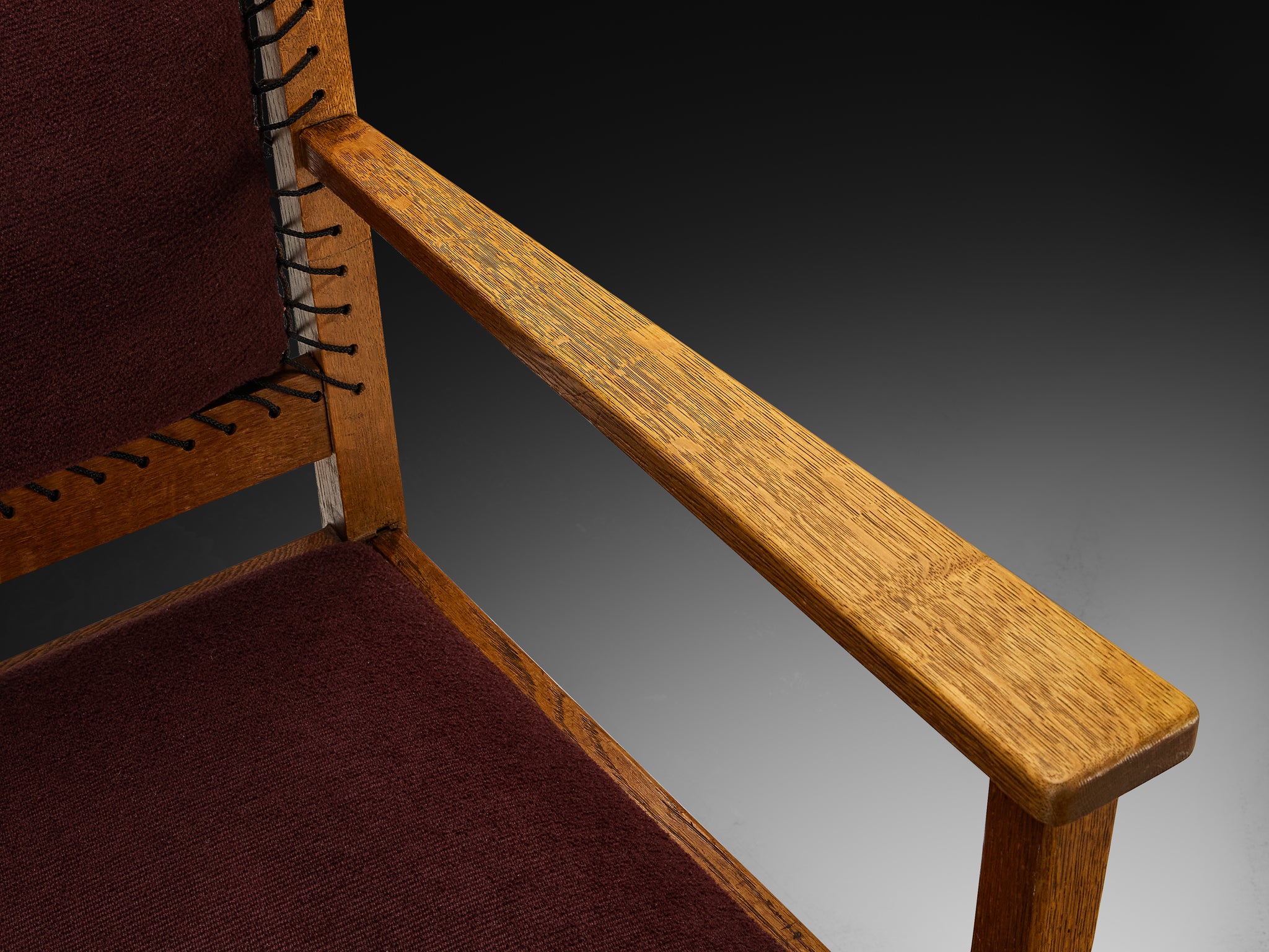 L.O.V. Oosterbeek Dutch Art Deco Armchair in Solid Oak Seating Morentz