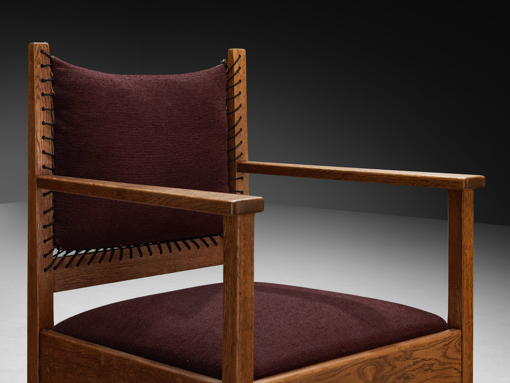 L.O.V. Oosterbeek Dutch Art Deco Armchair in Solid Oak Seating Morentz