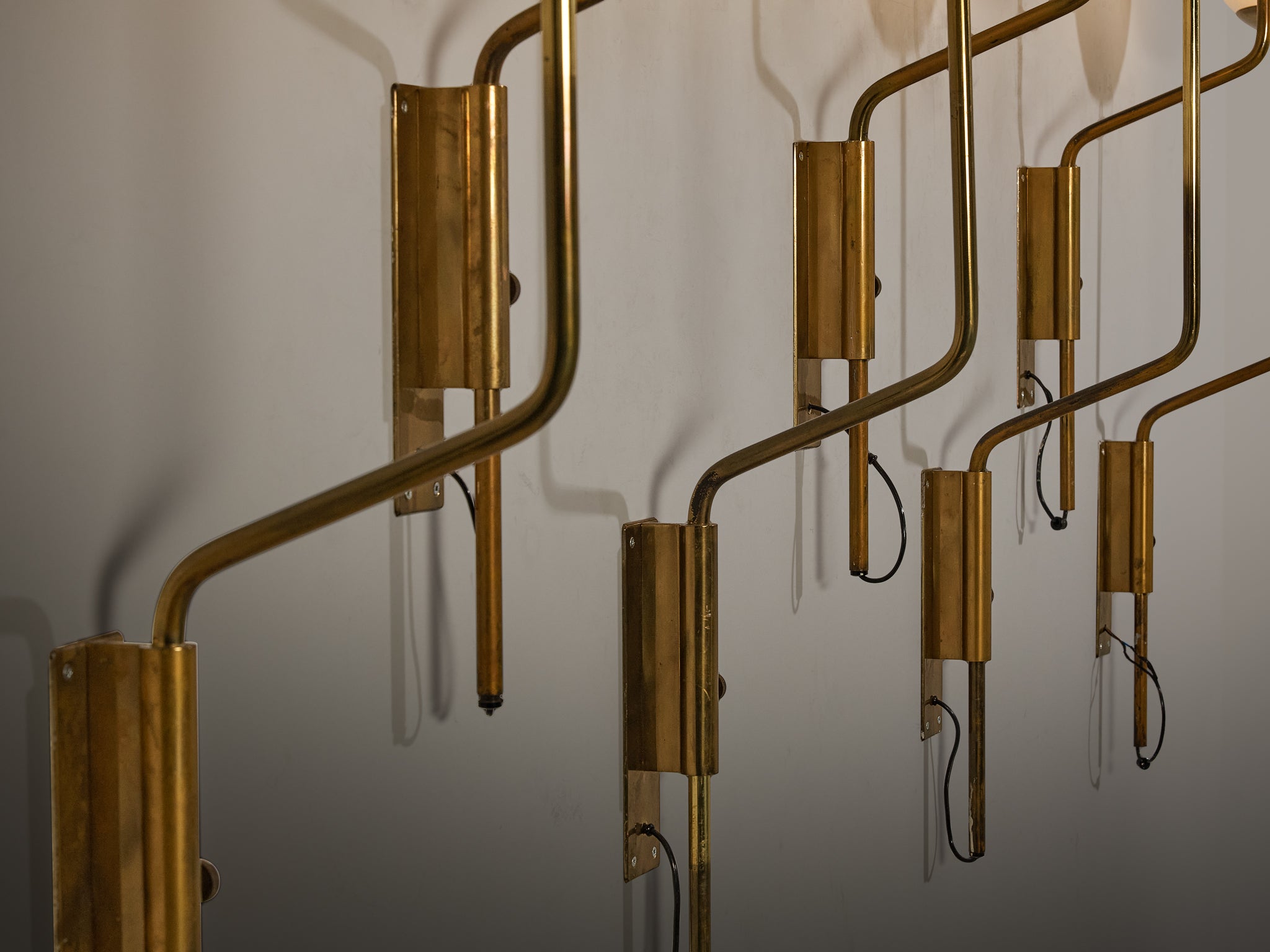 Luigi Caccia Dominioni for Azucena 'LP11' Wall Lights in Brass and Opaline Glass