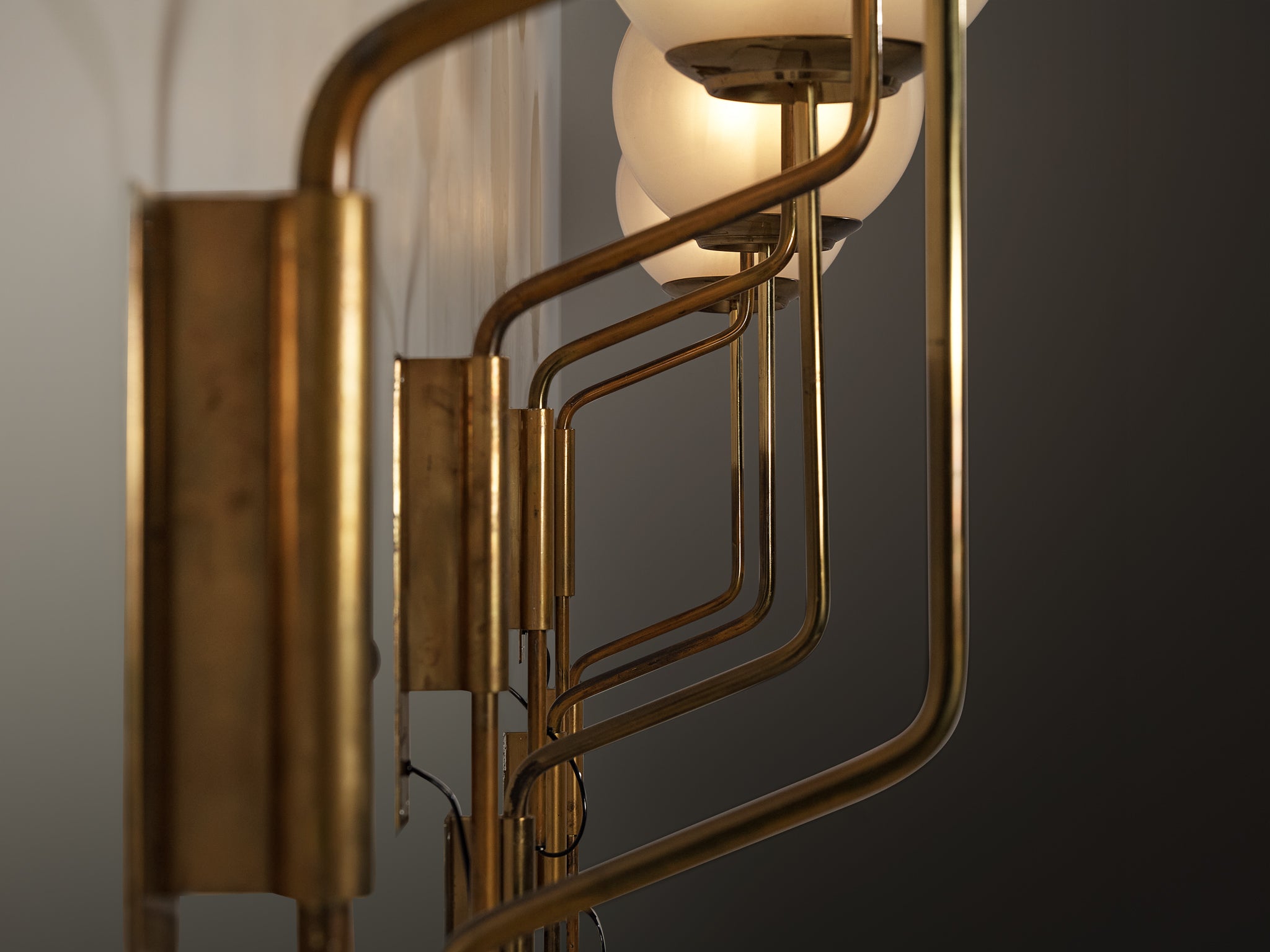 Luigi Caccia Dominioni for Azucena 'LP11' Wall Lights in Brass and Opaline Glass