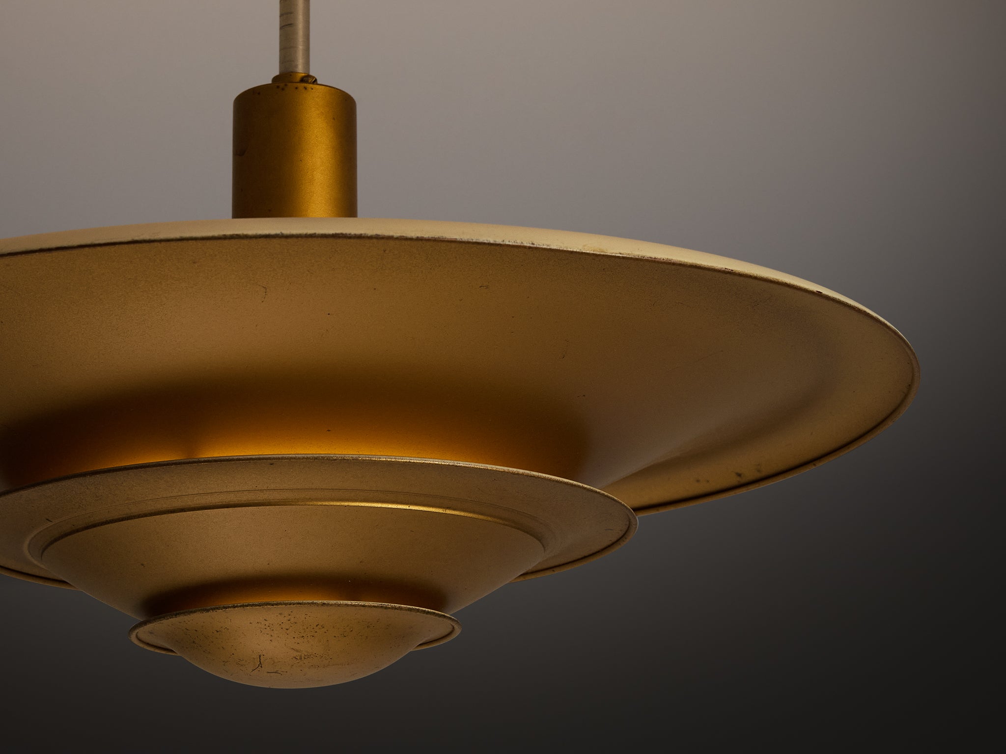 1930s Louis Poulsen Ceiling Light in Golden Painted Copper Lighting Morentz