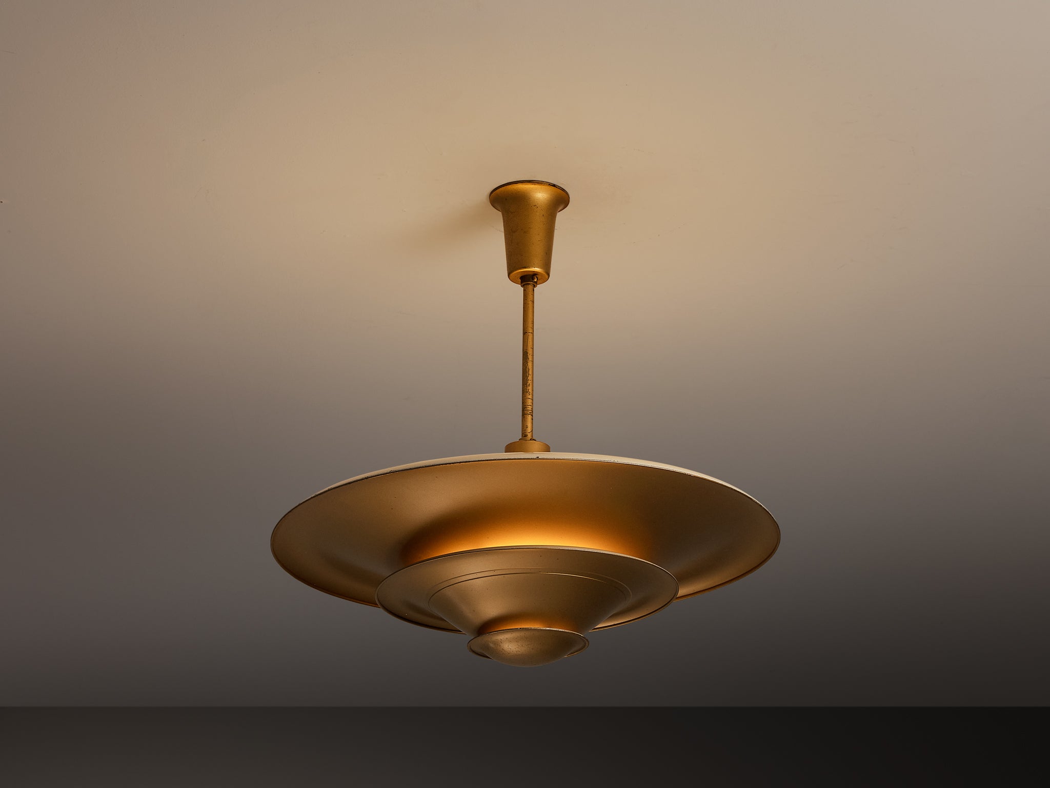 1930s Louis Poulsen Ceiling Light in Golden Painted Copper