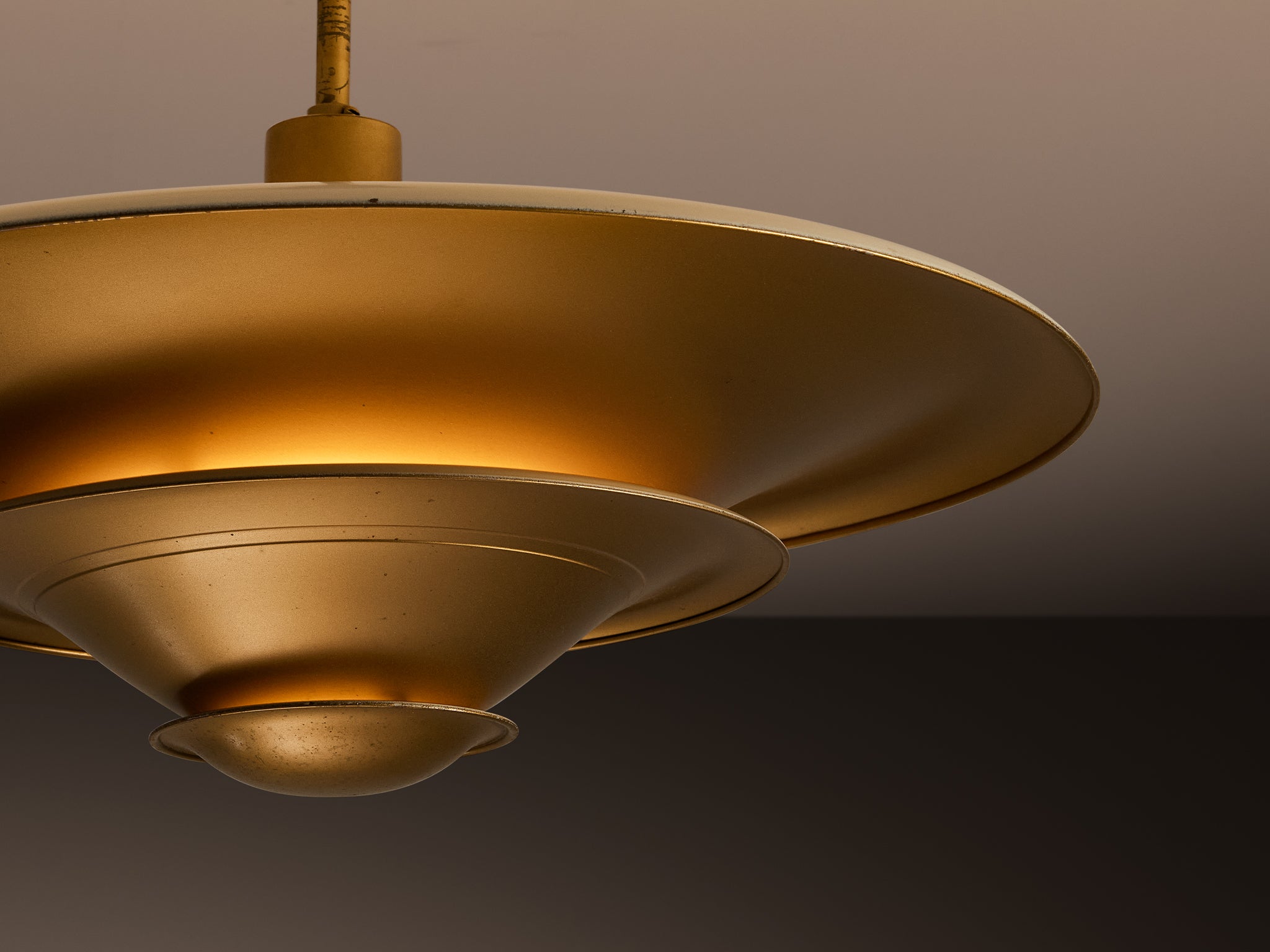 1930s Louis Poulsen Ceiling Light in Golden Painted Copper