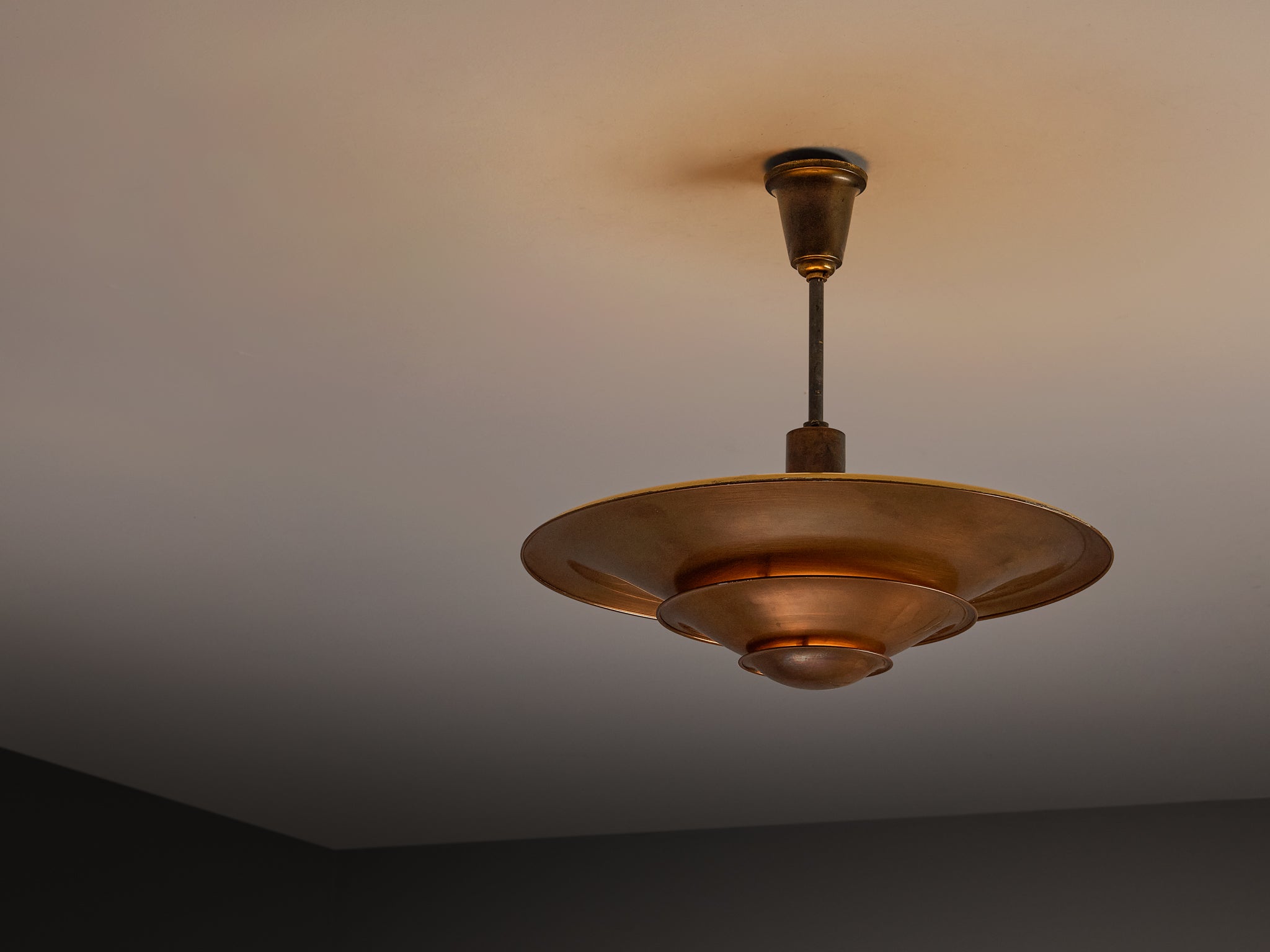1930s Louis Poulsen Ceiling Light in Copper