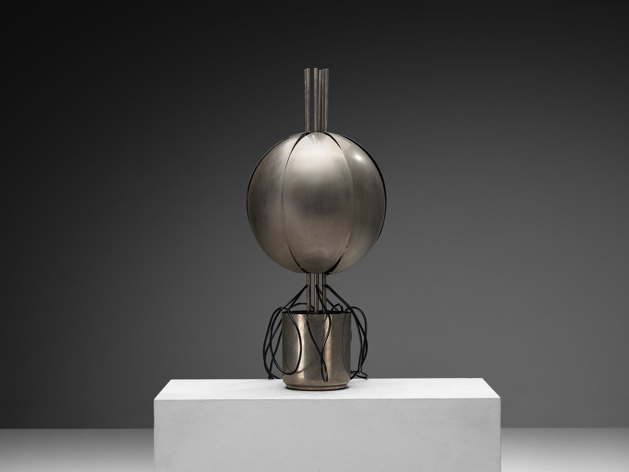 Jean-Pierre Vitrac for Verre Lumière 'Flower' Lamp with Movable Petals in Metal Lighting Morentz