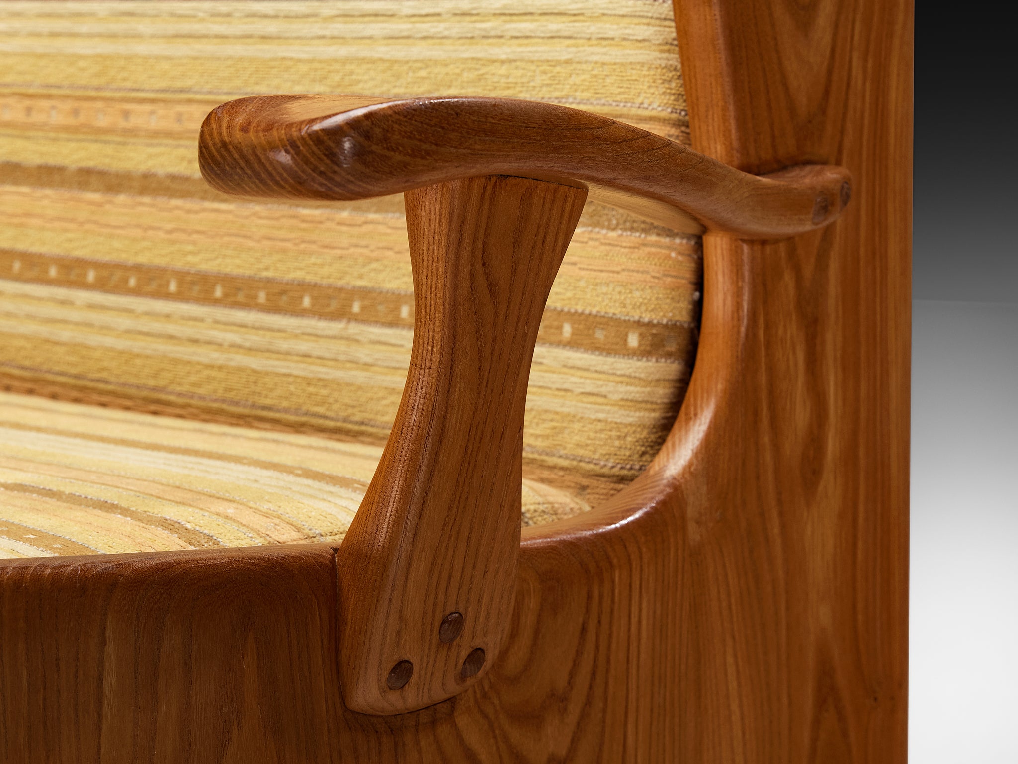 Naturalistic Carved Bench in Solid Elm with Storage Space Seating Morentz