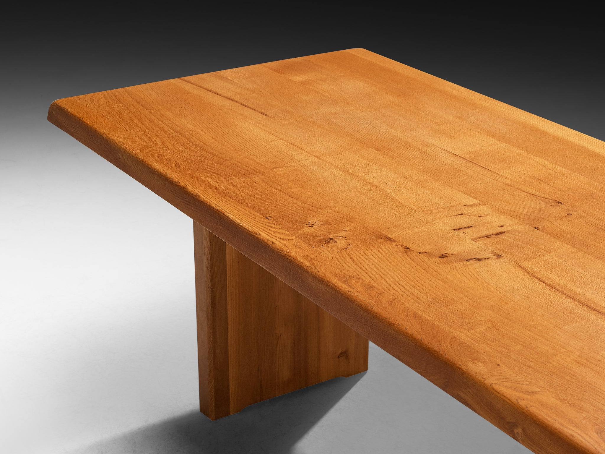 Pierre Chapo Dining Set with 'T14D' Table and 'S24' Chairs in Elm and Leather Tables Morentz