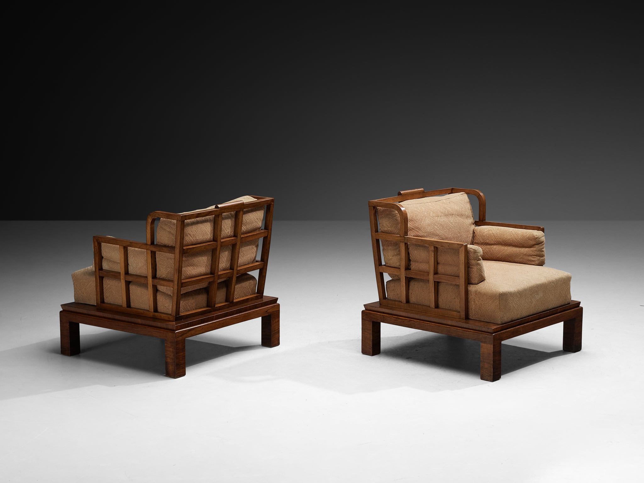 Pair of Austrian Art Deco Lounge Chairs in Mahogany Seating Morentz
