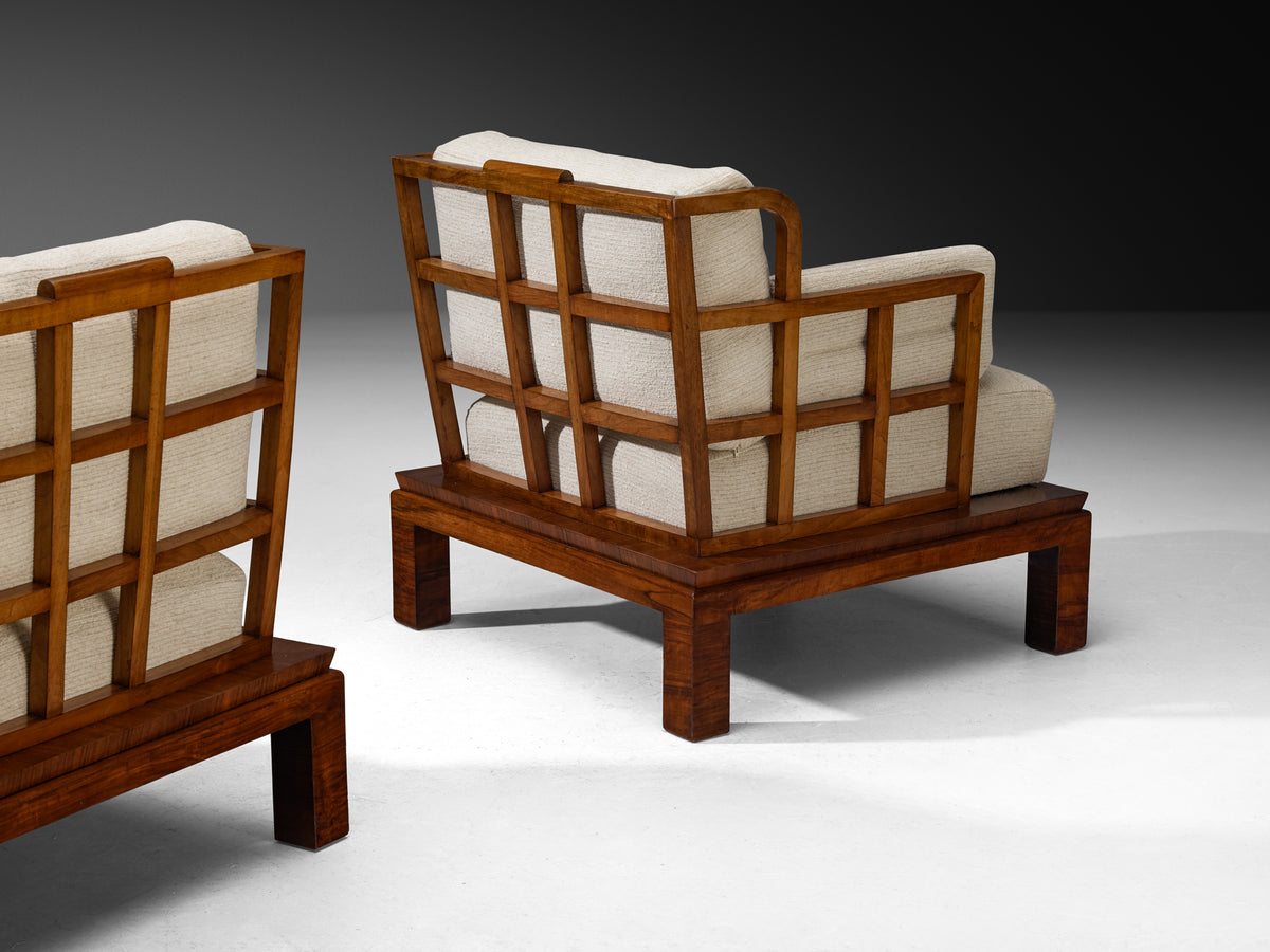 Pair of Austrian Art Deco Lounge Chairs in Mahogany Seating Morentz