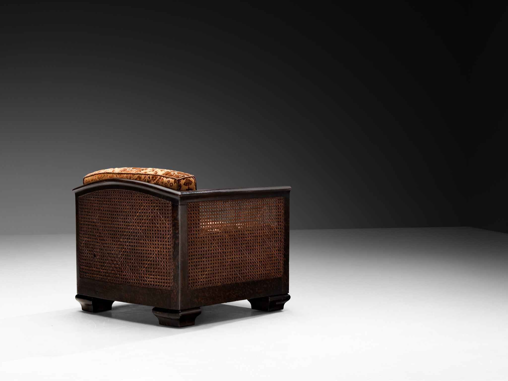 Art Deco Lounge Chair in Wood and Cane Seating Morentz