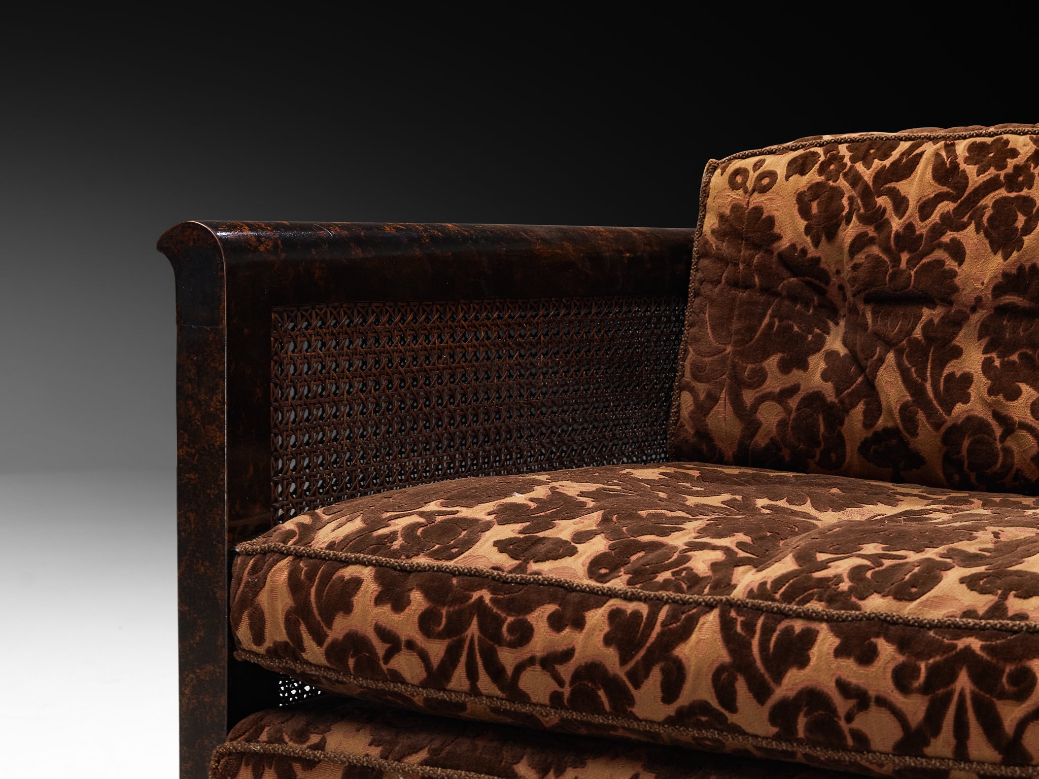 Pair of Art Deco Lounge Chairs in Wood and Cane Seating Morentz